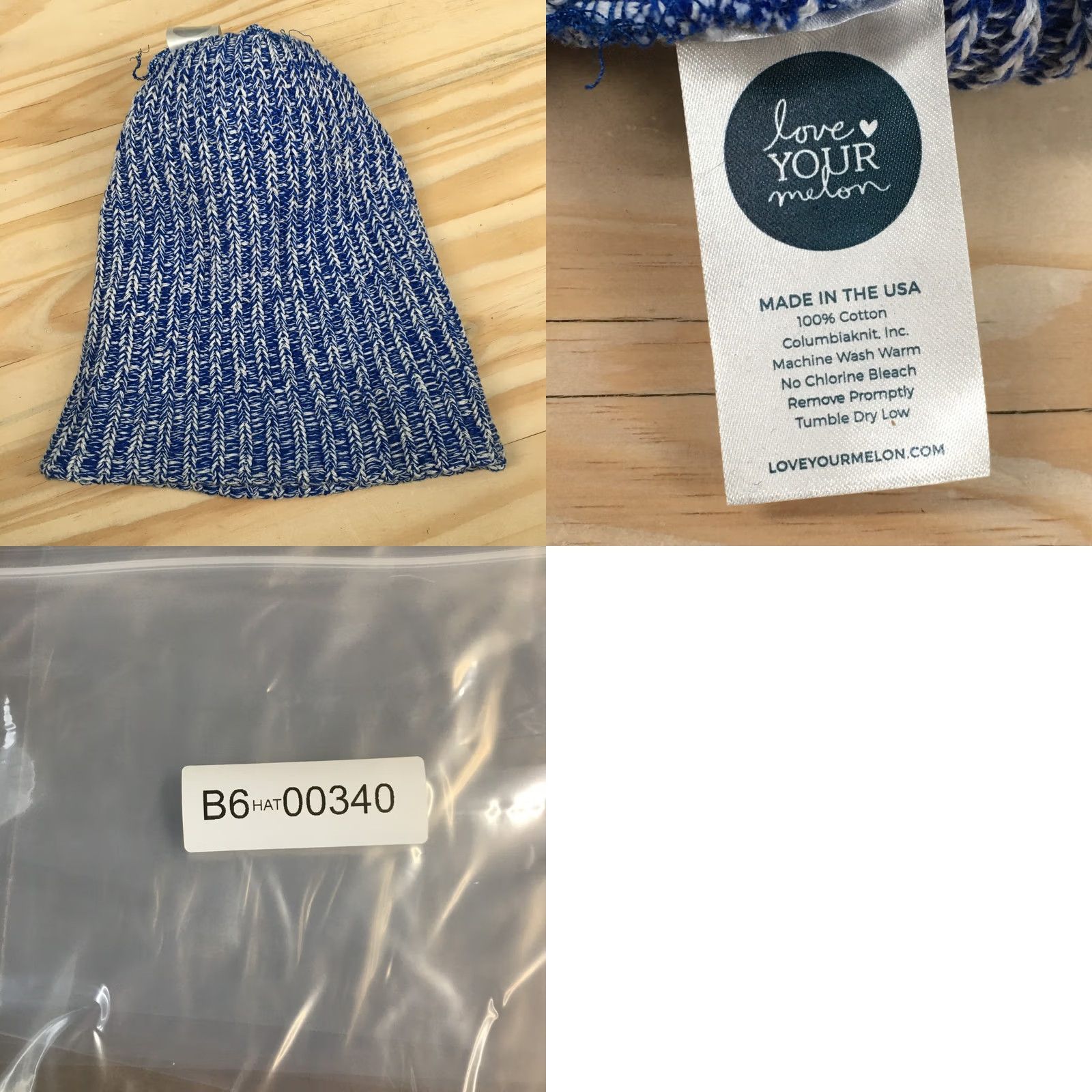 Vintage Love Your Melon Hat Womens One Size Blue Winter Beanie Pompom Cuffed Size ONE SIZE - 8 Thumbnail