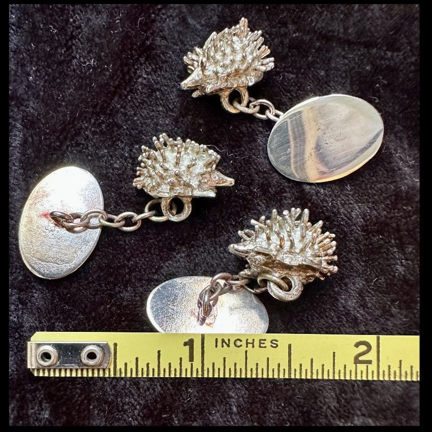 Other VINTAGE 1990s SILVER PLATED HEDGEHOG CUFFLINKS FRENCH CUFFS Size ONE SIZE - 4 Thumbnail