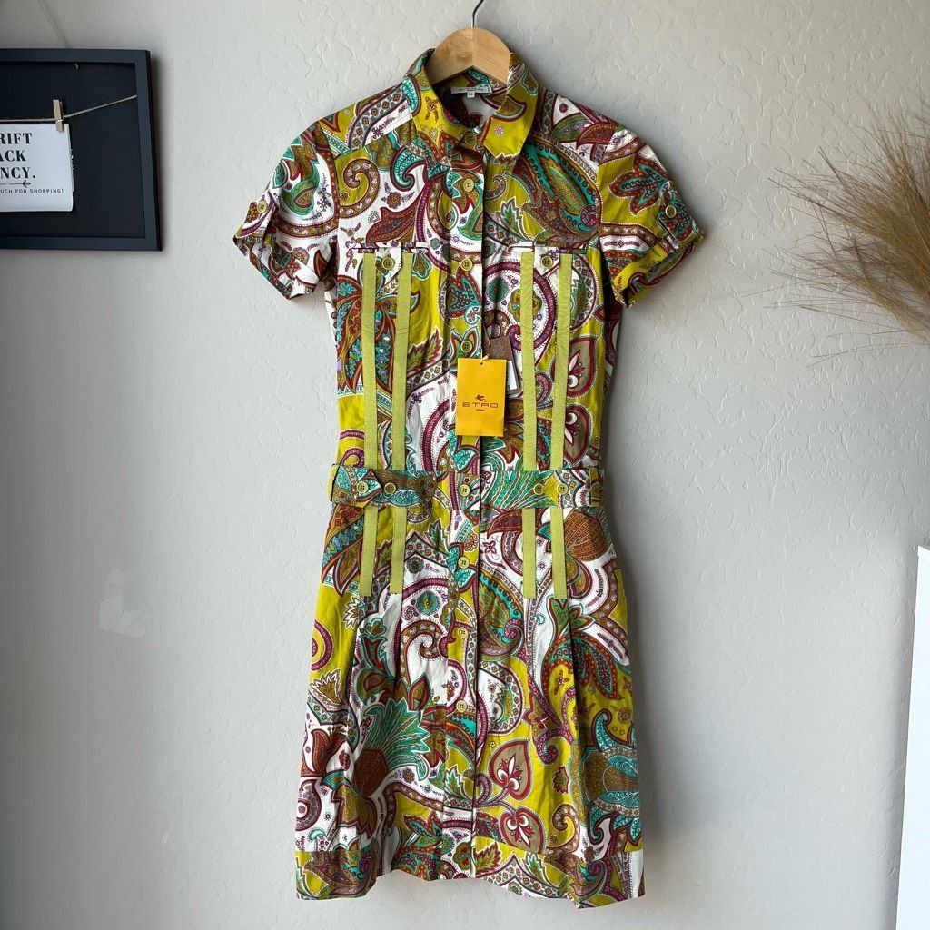 Etro NEW ETRO Dress Paisley Print Collared Button Down Shirt Dres Size XS / US 0-2 / IT 36-38 - 2 Thumbnail