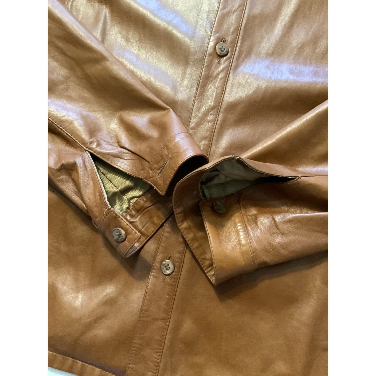 Vintage VINTAGE Glenn Laiken Alandales Nappa Leather Tobacco Brown Button Shacket 42 Mens Shirt/Shacket Small details Size US XL / EU 56 / 4 - 6 Thumbnail