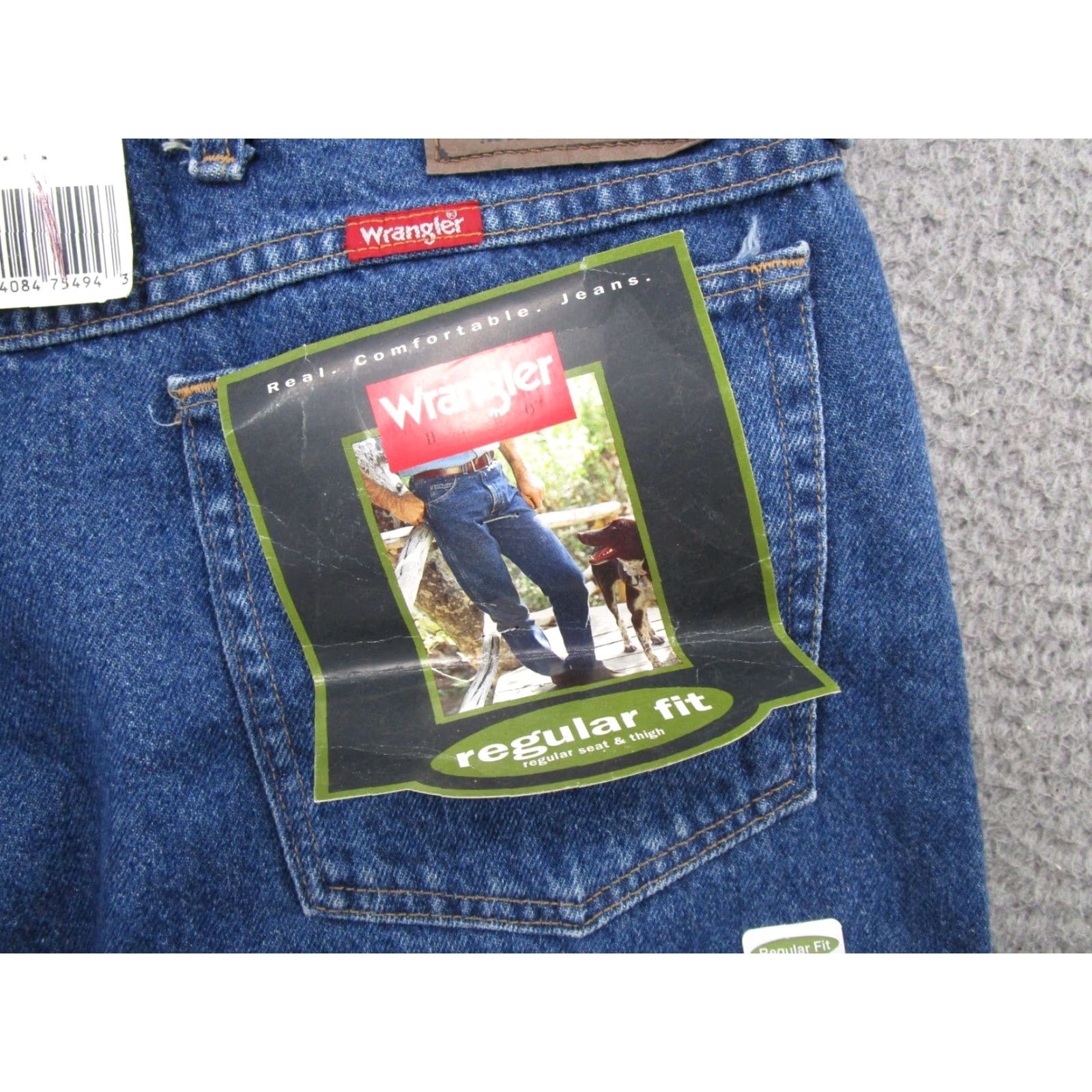 Wrangler VINTAGE Wrangler Jeans 44x30 USA 80s Band Biker Cars City College Cowboy Grunge Hip Hop Leather Logo 5-Pocket Straight Fit Medium Blue Size US 44 / EU 60 - 2 Thumbnail