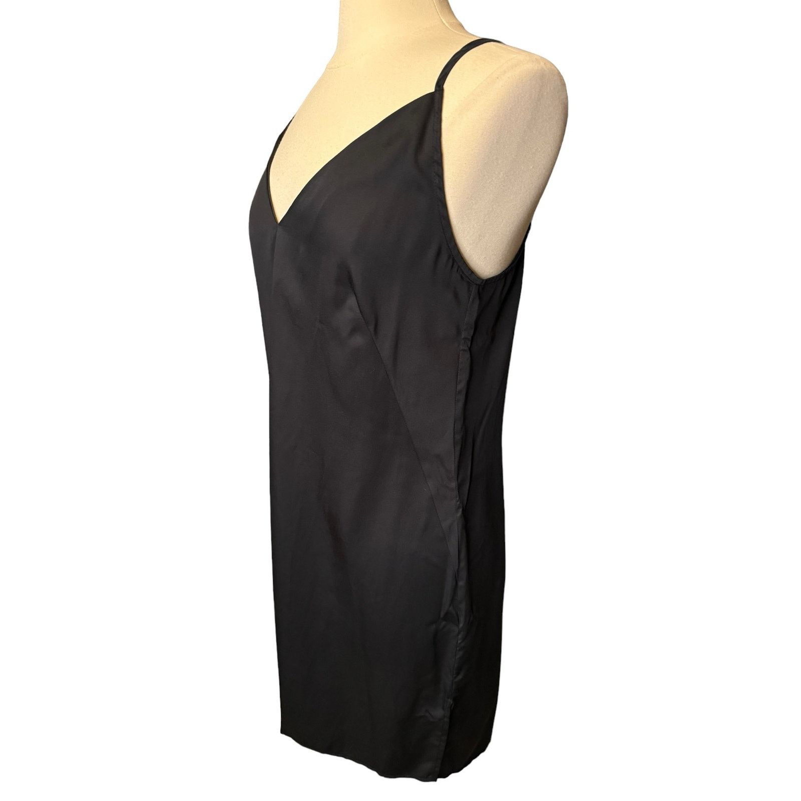 Other Ettitude NEW Bamboo Black Slip Dress Large Sateen Knee Size L / US 10 / IT 46 - 2 Thumbnail