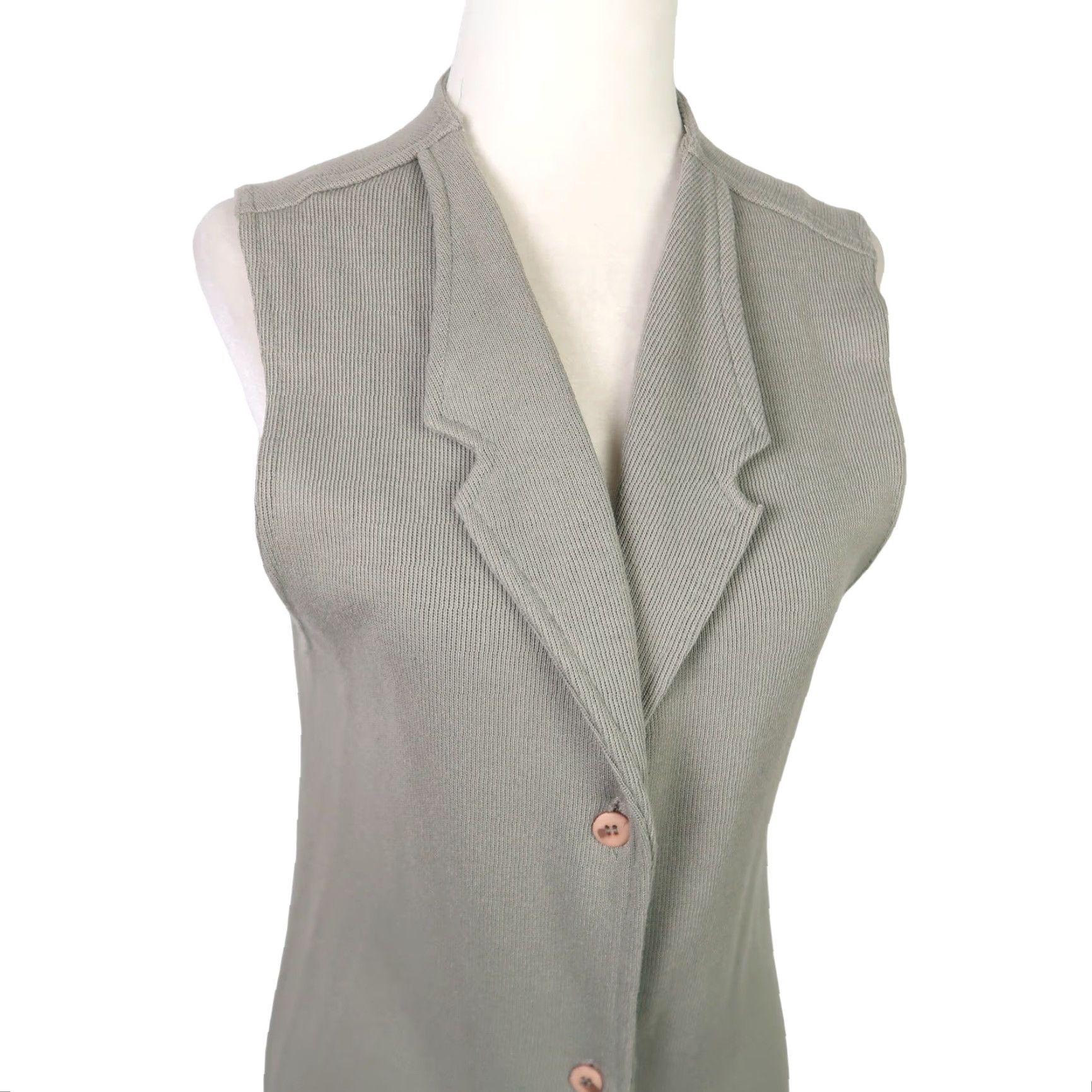 Vintage VINTAGE 90s New York Style light green knit maxi sweater vest cardigan S Sleeveless Button front Ties in back Women's Regular Size Small Size S / US 4 / IT 40 - 2 Thumbnail