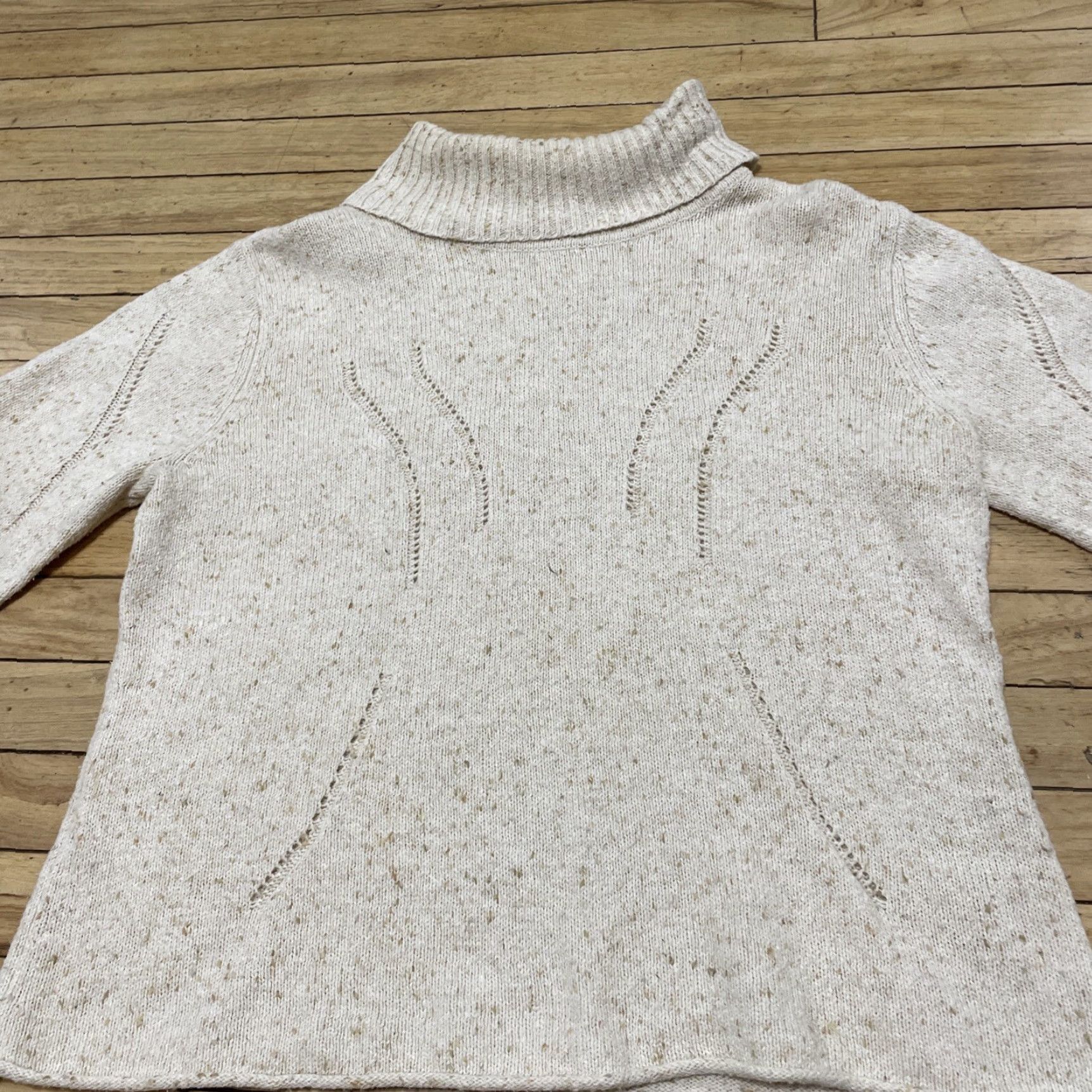 J. Jill J. Jill Sweater Women L Brown Western Tan Speckled Lightweight Knit Turtleneck Pullover Size L / US 10 / IT 46 - 4 Thumbnail