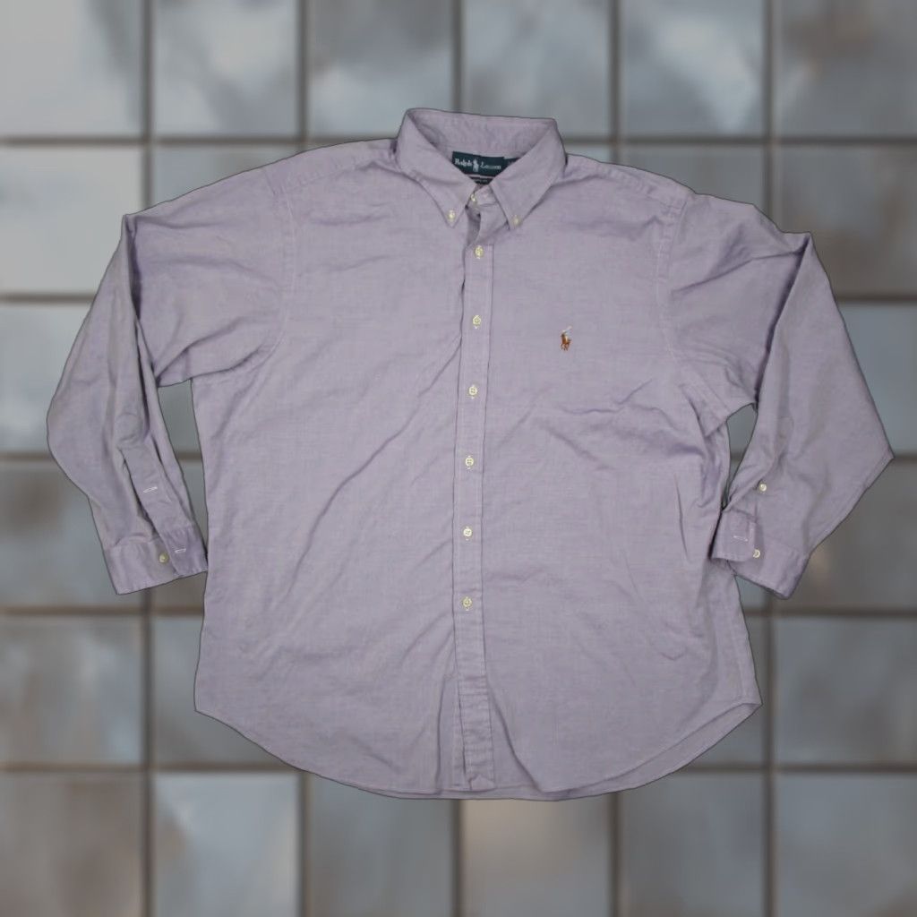 Ralph Lauren VINTAGE Ralph Lauren Dress Shirt Men Long Sleeve Purple Twill Classic Fit 18 34 American Size US S / EU 44-46 / 1 - 1 Thumbnail