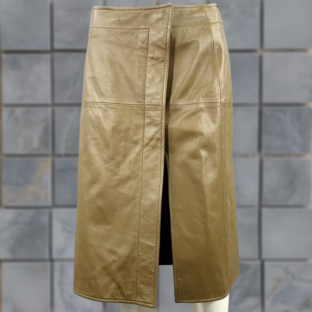Bottega Veneta BOTTEGA VENETA Green Olive Lambskin Leather Pencil Skirt Size 2 Women Size 26" / US 2 / IT 38 - 1 Thumbnail
