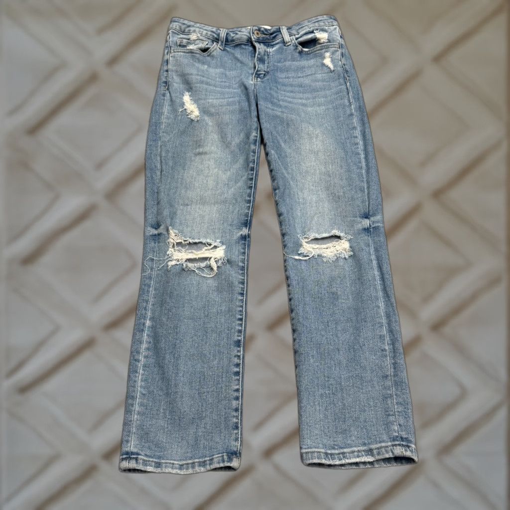 Vintage Vervet Jeans Womens 28 Distressed Straight Leg High Rise Denim Blue Stretch 5-Pocket Design Modern City Streetwear Womens Size 28" / US 6 / IT 42 - 1 Thumbnail