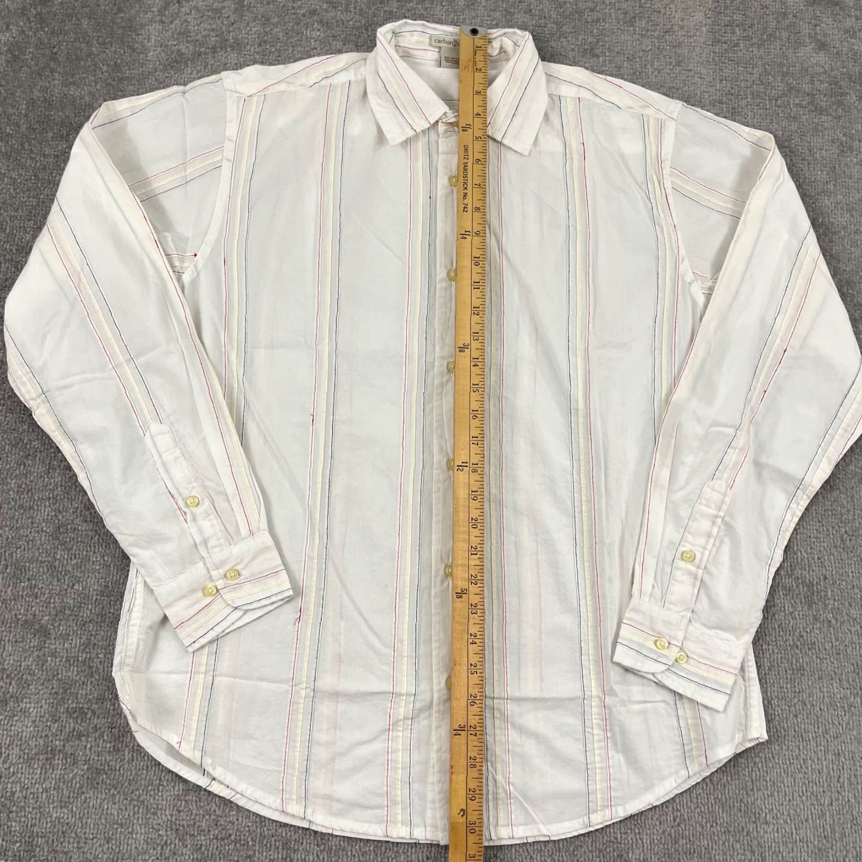 Carbon2Cobalt CARBON 2 COBALT Shirt Mens Medium White Red Blue Striped Button Up Long Sleeve Size US M / EU 48-50 / 2 - 3 Thumbnail