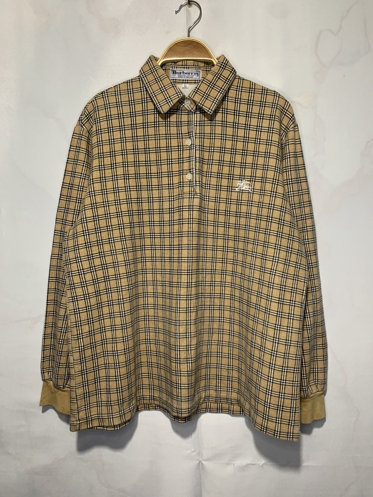 Burberry × Vintage Burberrys iconic Novacheck L/S polo shirt vintage Size L / US 10 / IT 46 - 1 Thumbnail