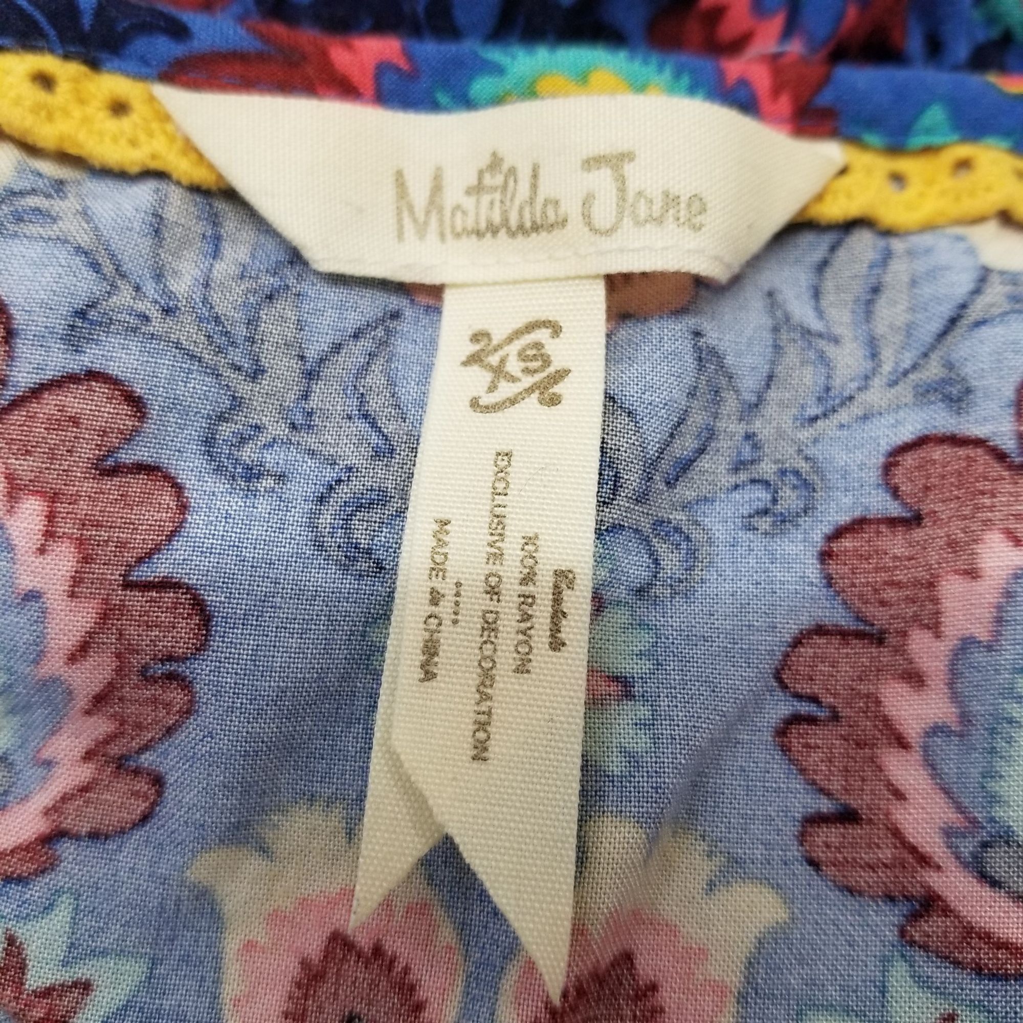 Other Matilda Jane XS Blue Floral Dress Fit Flare Short Sleeve Key Size XS / US 0-2 / IT 36-38 - 4 Thumbnail