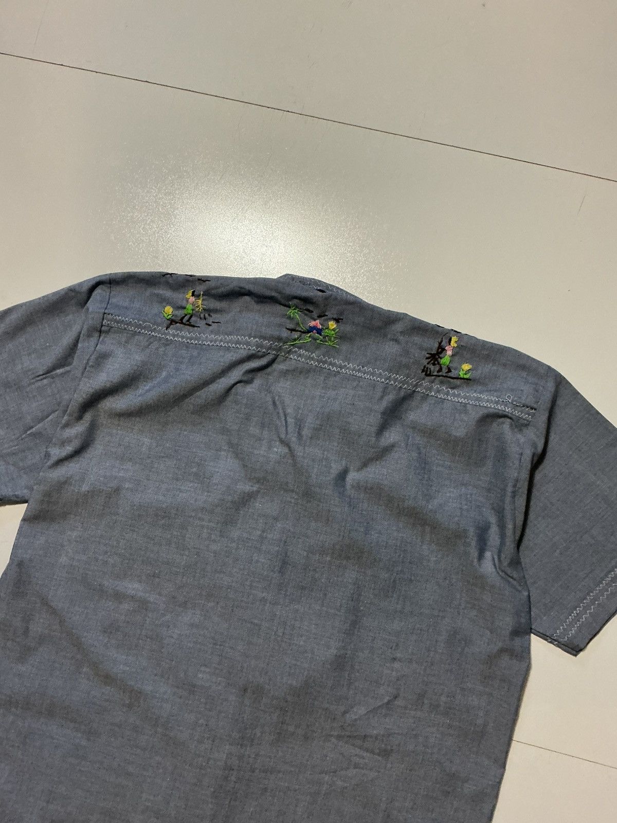 Vintage Vintage Blue Chambray Embroidered Guayabera Folk Art Shirt Size US M / EU 48-50 / 2 - 4 Thumbnail