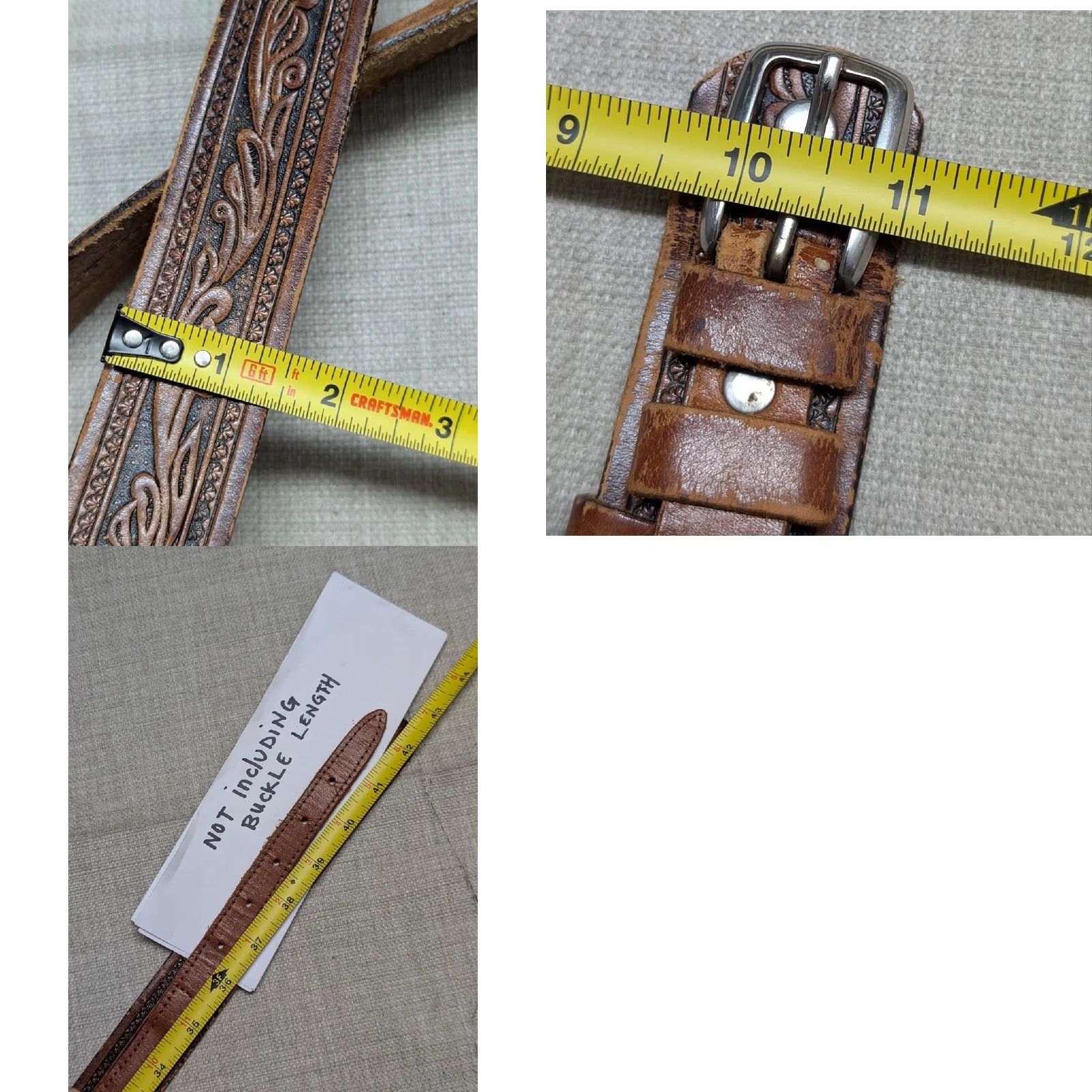 Vintage VINTAGE handcrafted western belt 38 brown leather Tooled Ranger belt Men Adult 38 Brown Western Belt Ranger Mens Size 38 - 10 Thumbnail