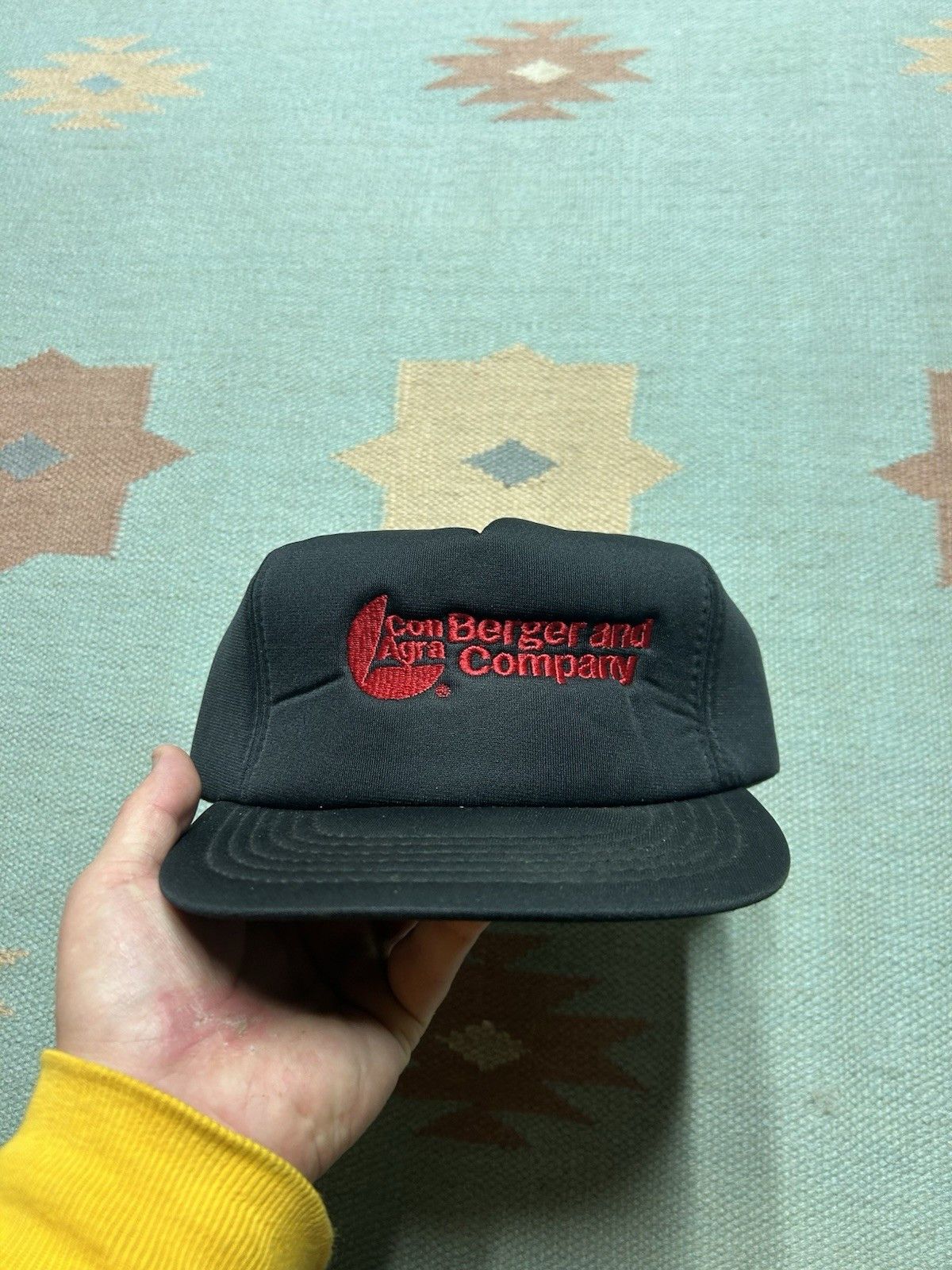 Vintage Vtg SnapBack hat con Agra Berger and company farm black red Size ONE SIZE - 2 Thumbnail