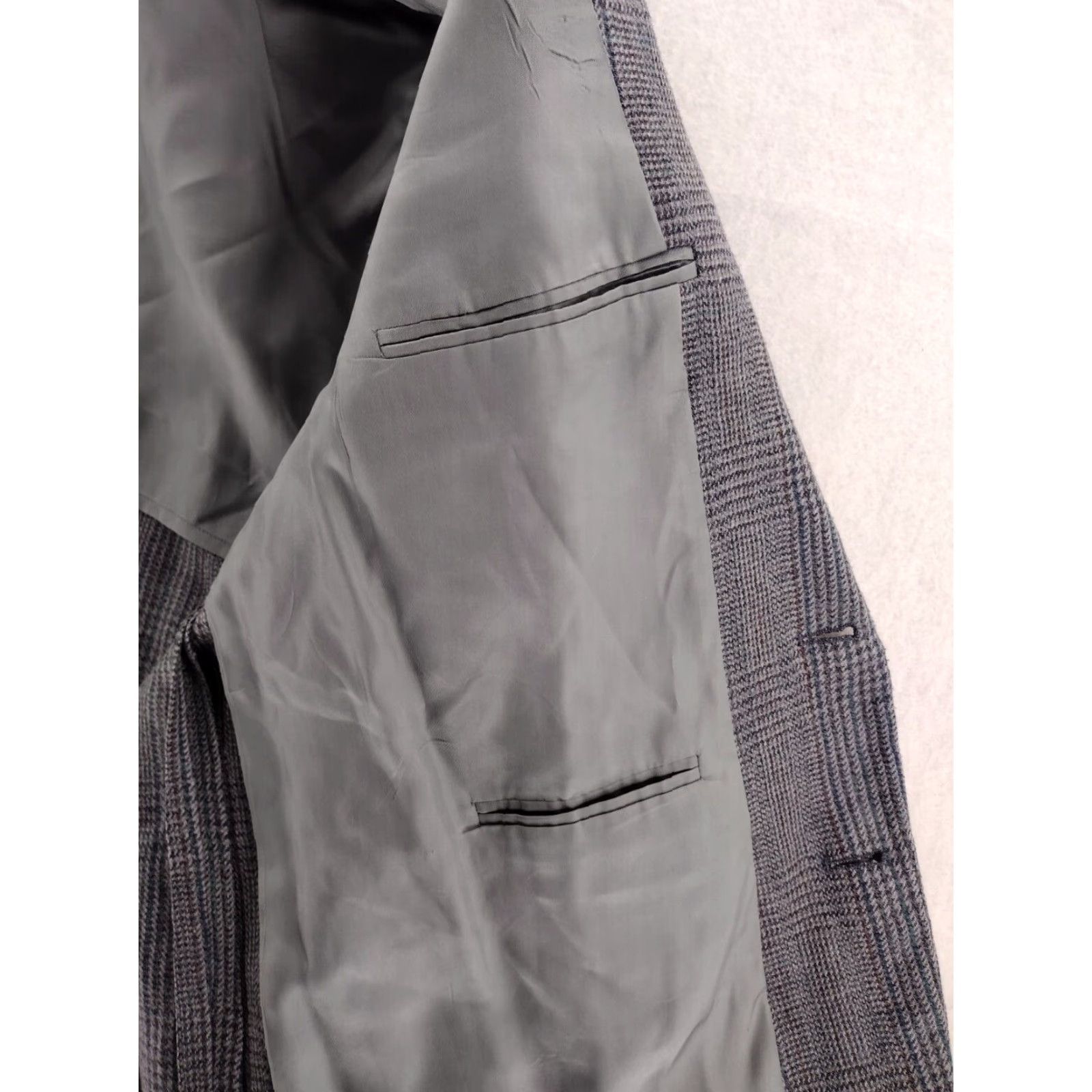 Vintage VINTAGE John Weitz Blazer 40R Gray Wool-Tweed Herringbone Sport Coat USA Mens Size 40R - 7 Thumbnail