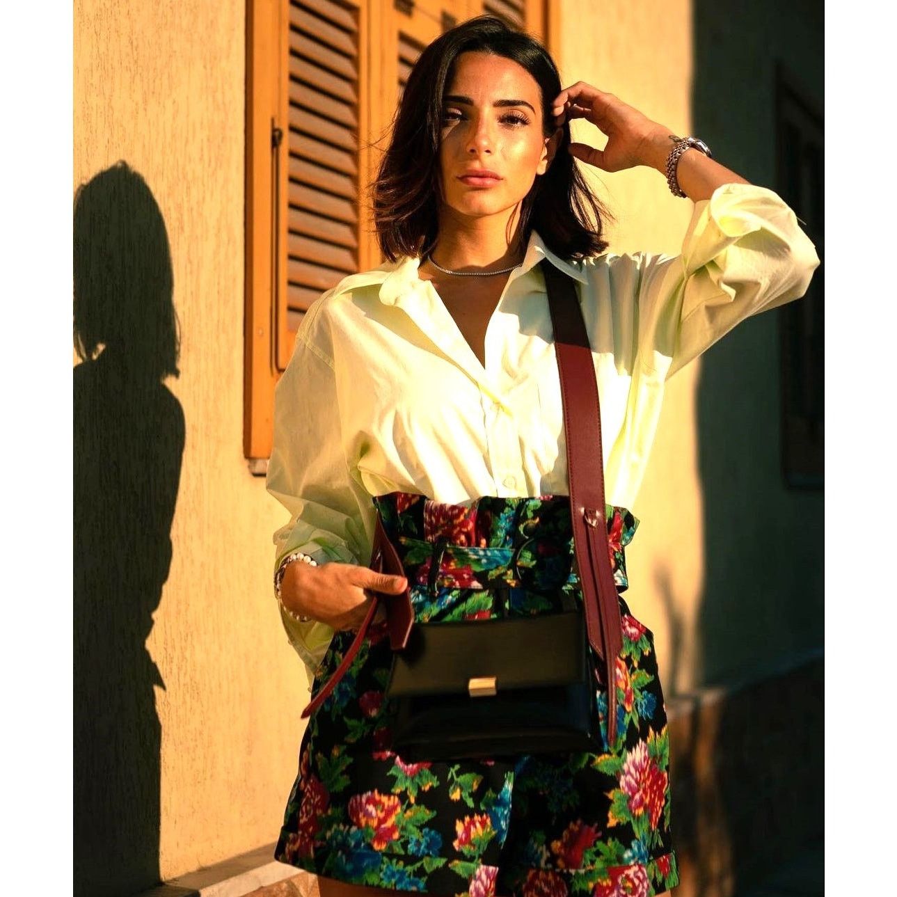ZARA Floral Print Paperbag Shorts NWT