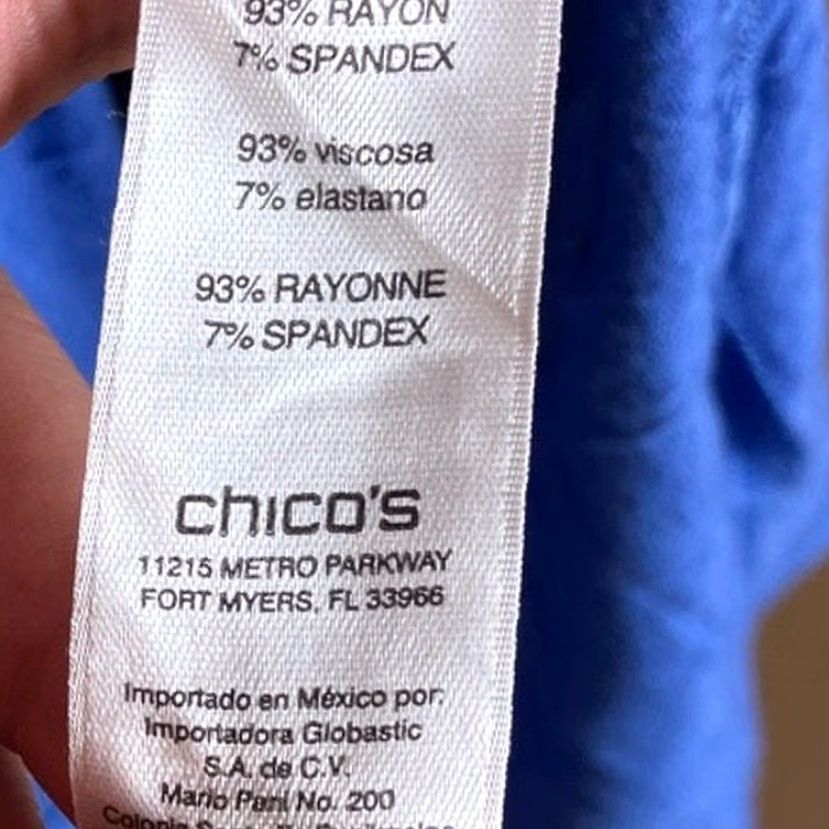 Vintage Chico's Zenergy Womens Blouse Blue Asymmetrical Tunic 3/4 Sleeve Roll Tab 2 (L) Size L / US 10 / IT 46 - 7 Thumbnail