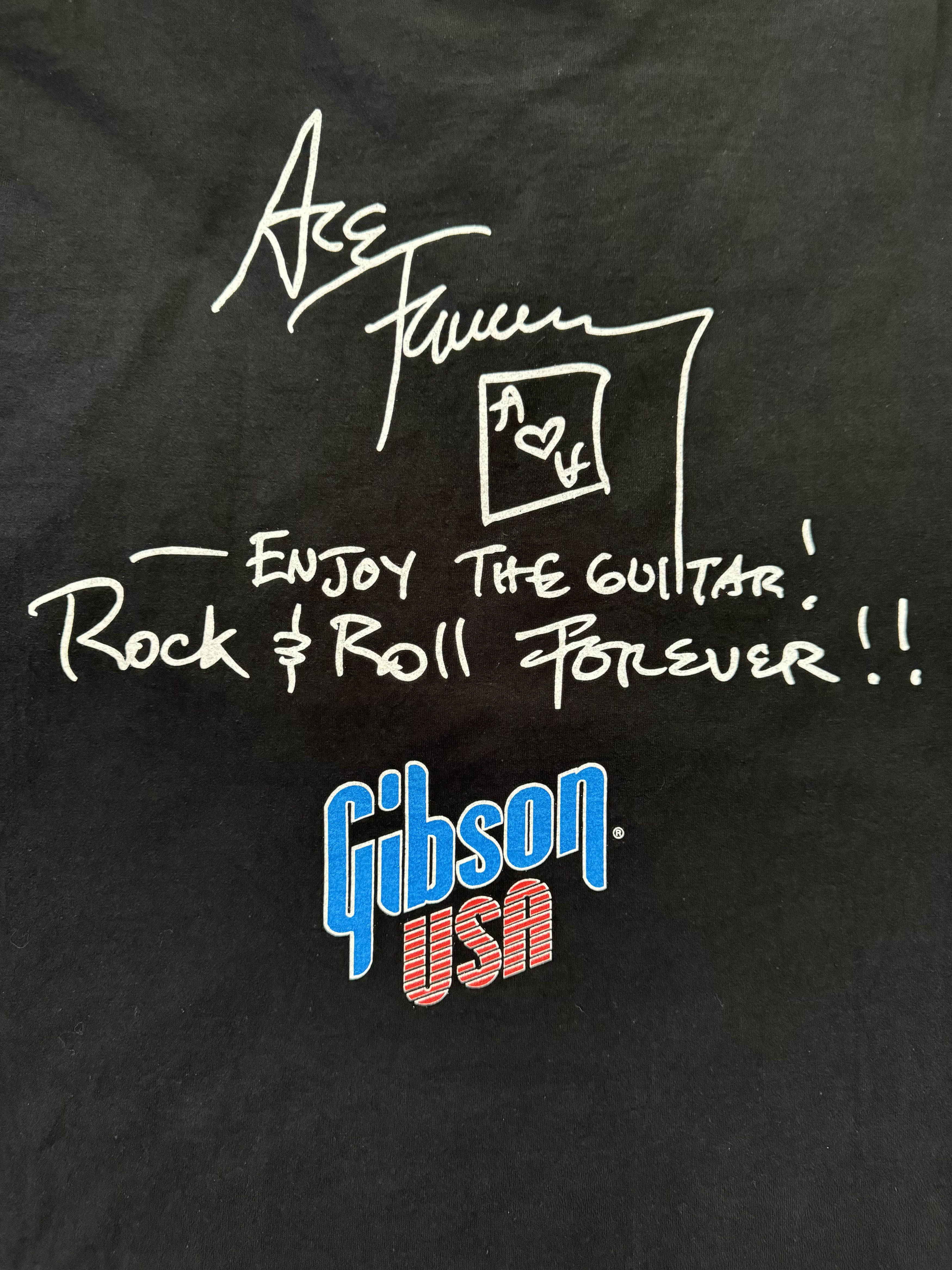 Fruit Of The Loom Vintage 1997 Ace Frehley Signature Gibson Les Paul T-shirt Size US XL / EU 56 / 4 - 8 Thumbnail