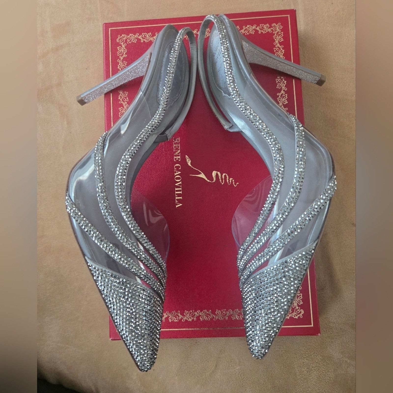 Rene Caovilla Rene Caovilla Naomi Gery Satin/ Light Chrome Strass Size 39 Size US 9 / IT 39 - 1 Thumbnail