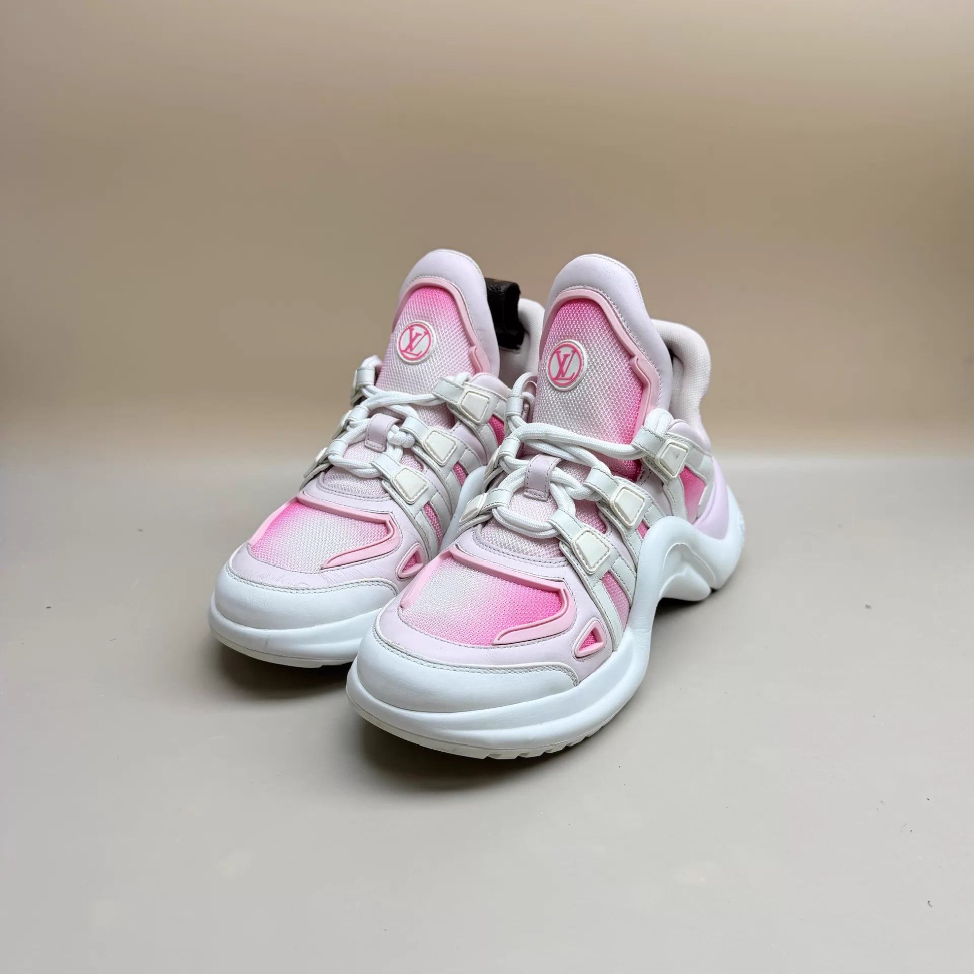 Louis Vuitton LV Arch Pink White Gradient Dad Sneaker 37.5 95N Size US 7 / IT 37 - 1 Thumbnail