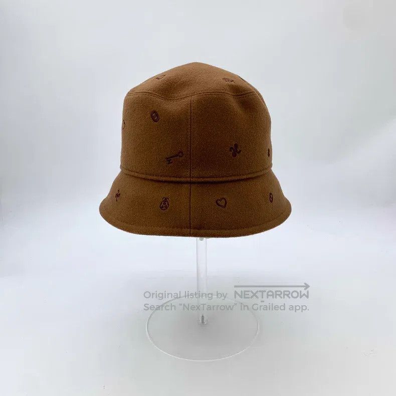 Hermes Hermes size 57 Brown Cashmere Embroidered Fisherman's Hat Size ONE SIZE - 4 Thumbnail