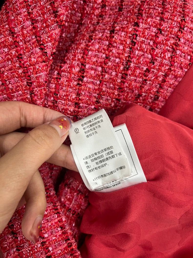 Chanel Chanel Watermelon red diamond buckle tweed knitting coat Size XXS / US 00 / IT 34 - 8 Thumbnail