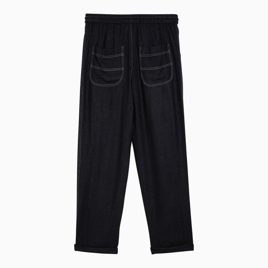 Isabel Marant Etoile o1d2blof0824 Silk Drawstring Trousers in Black Size 28" / US 6 / IT 42 - 2 Thumbnail