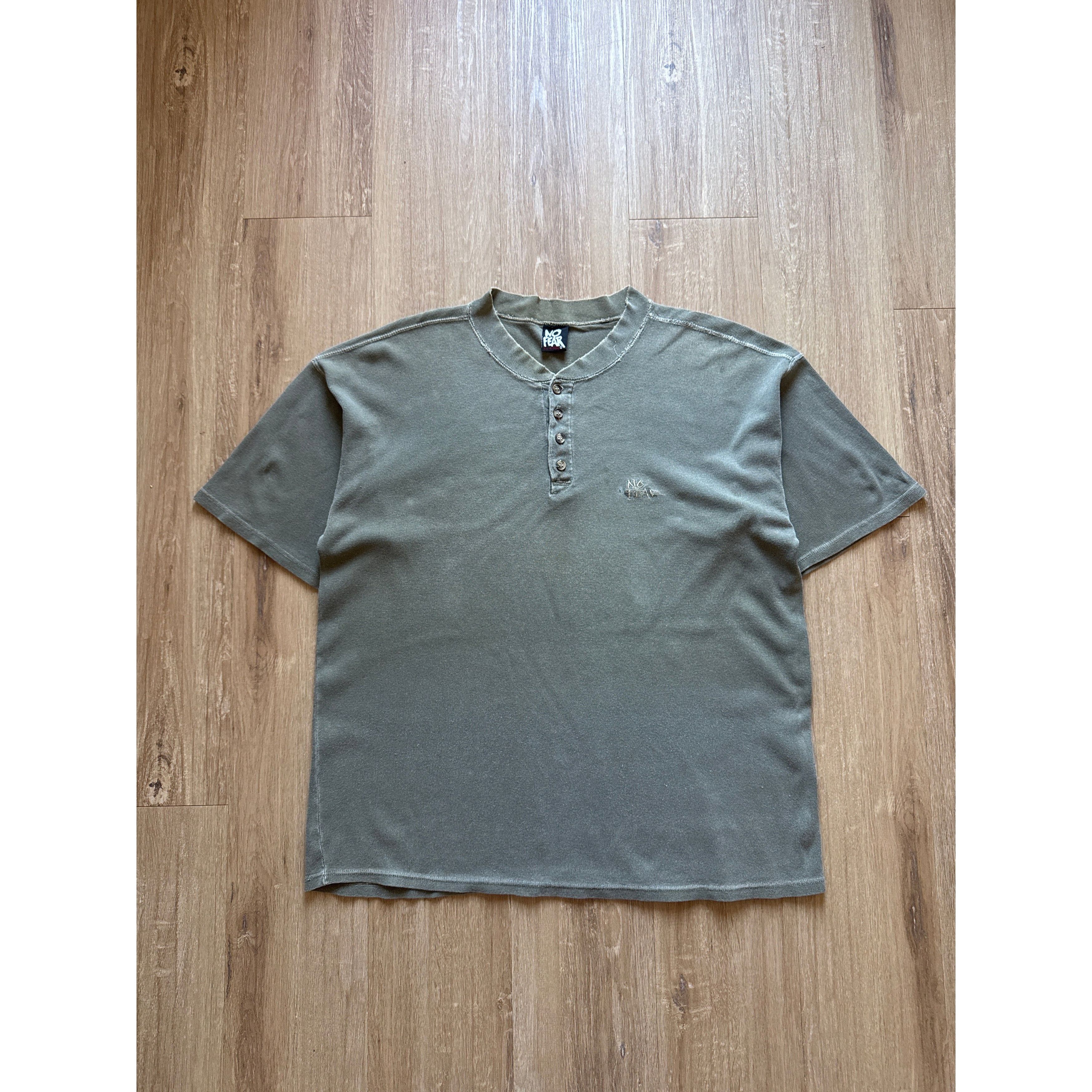 Other Vintage No Fear Green Embroidered Logo Quarter Button Up Tee Size US XL / EU 56 / 4 - 1 Thumbnail
