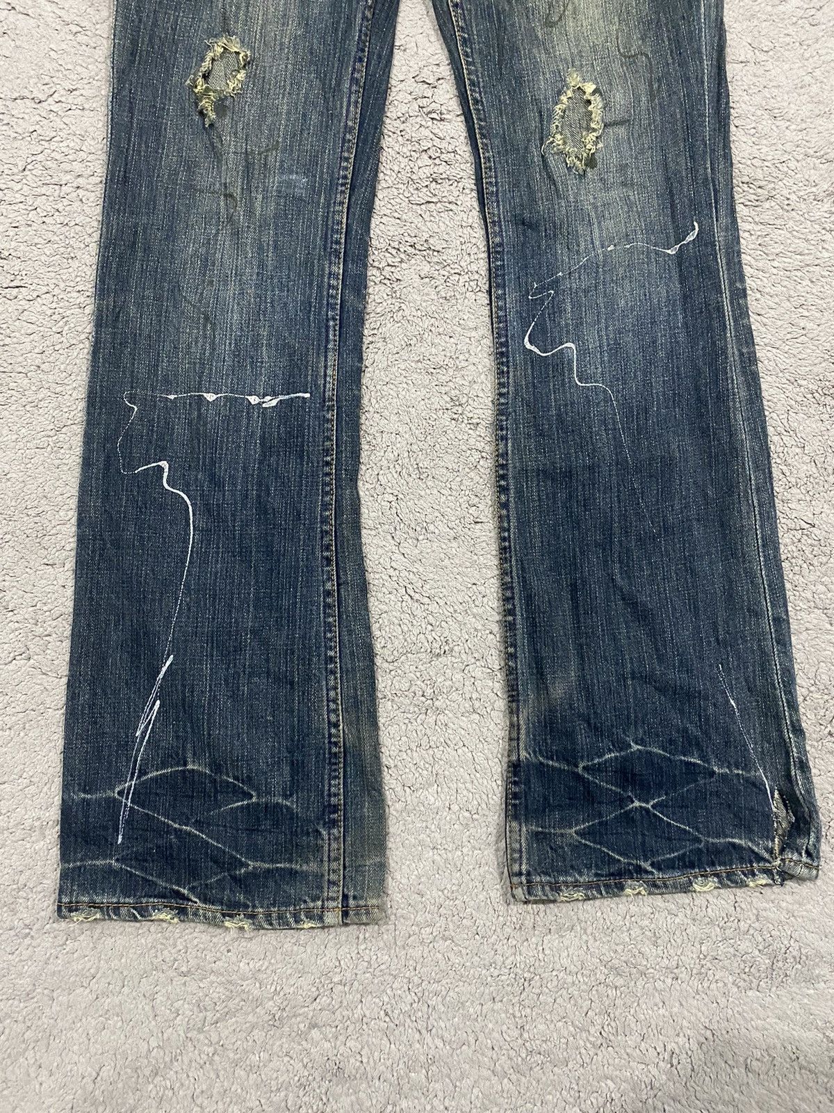 If Six Was Nine ROOT THREE Flared Paint Splashed Low Rise Denim Size US 31 - 4 Thumbnail