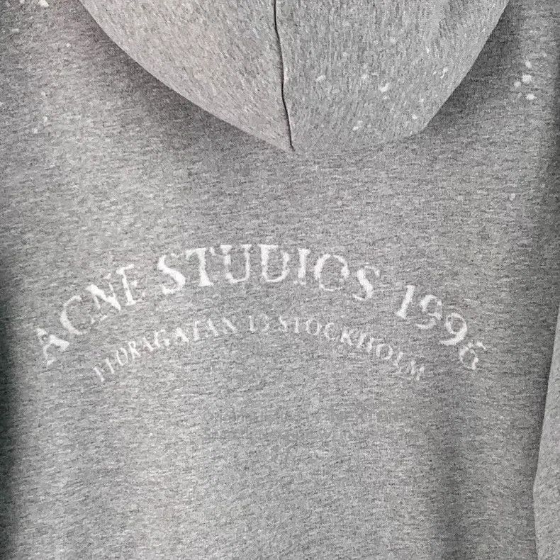 Acne Studios Acne Studios Gray Fleece Logo Letter Cotton Hooded Drawstr Size S / US 4 / IT 40 - 5 Thumbnail