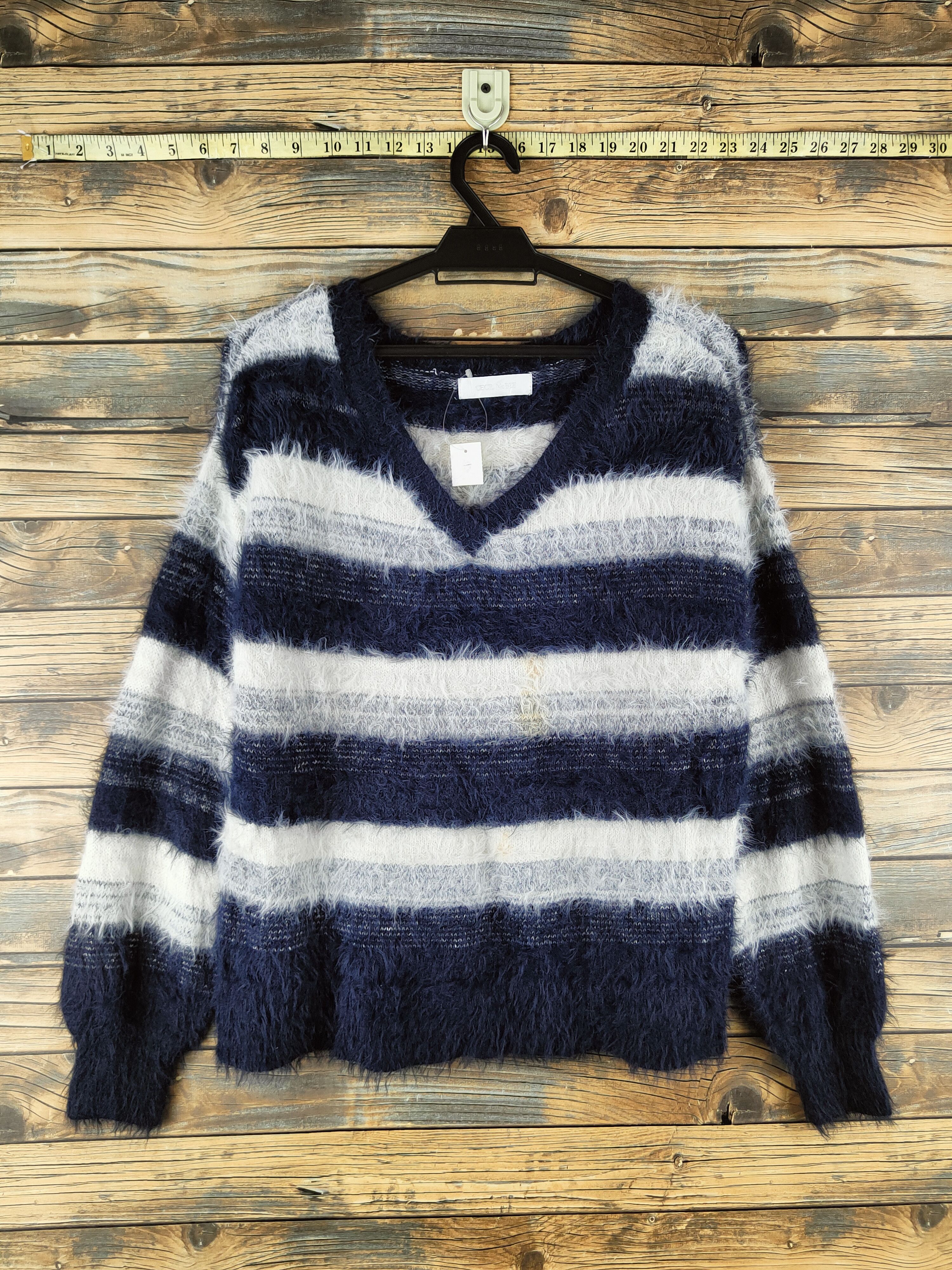 Japanese Brand DL Cecil McBee Navy White Fur Mohair Knitwear #46-497 Size M / US 6-8 / IT 42-44 - 1 Thumbnail