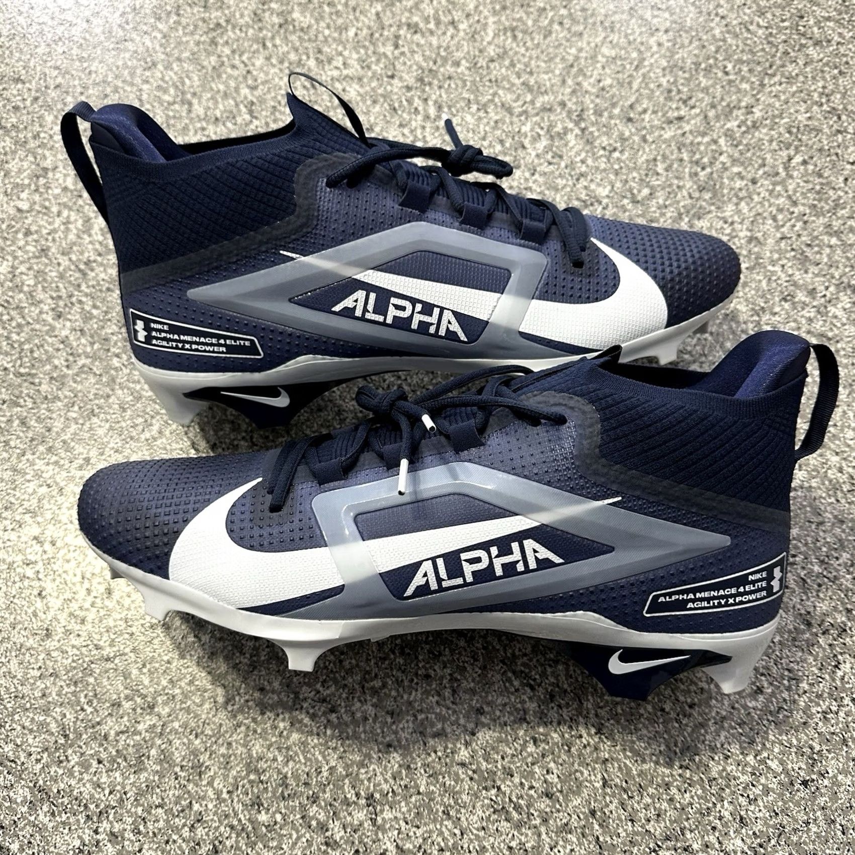 Nike Nike Alpha Menace Elite Football Cleats Mens 16 Navy White Black FZ7701-400 Size US 15 / EU 48 - 2 Thumbnail