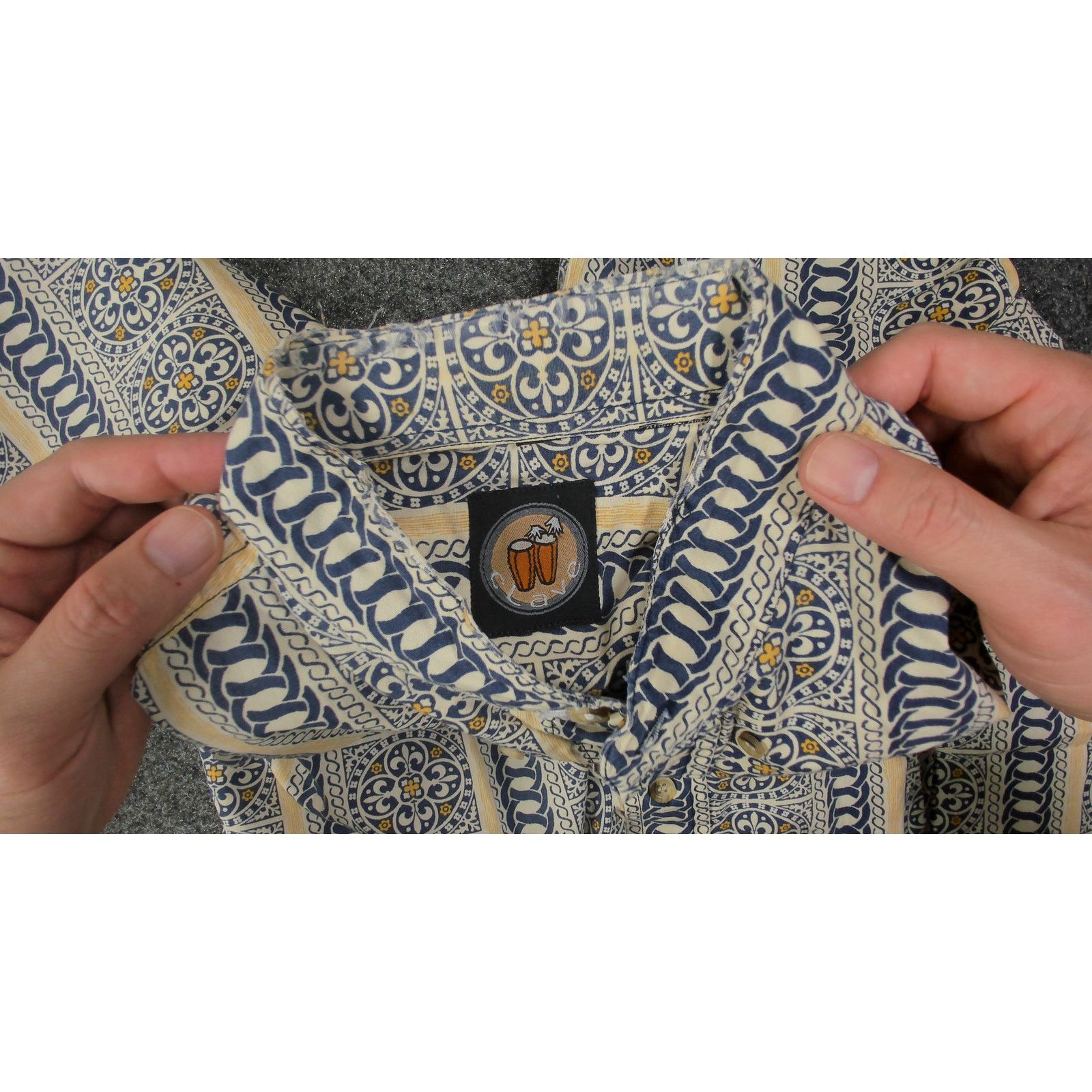 Vintage VTG Clave Custom Mandarin Collar Y2K Geometric Shirt XL Size US XL / EU 56 / 4 - 6 Thumbnail