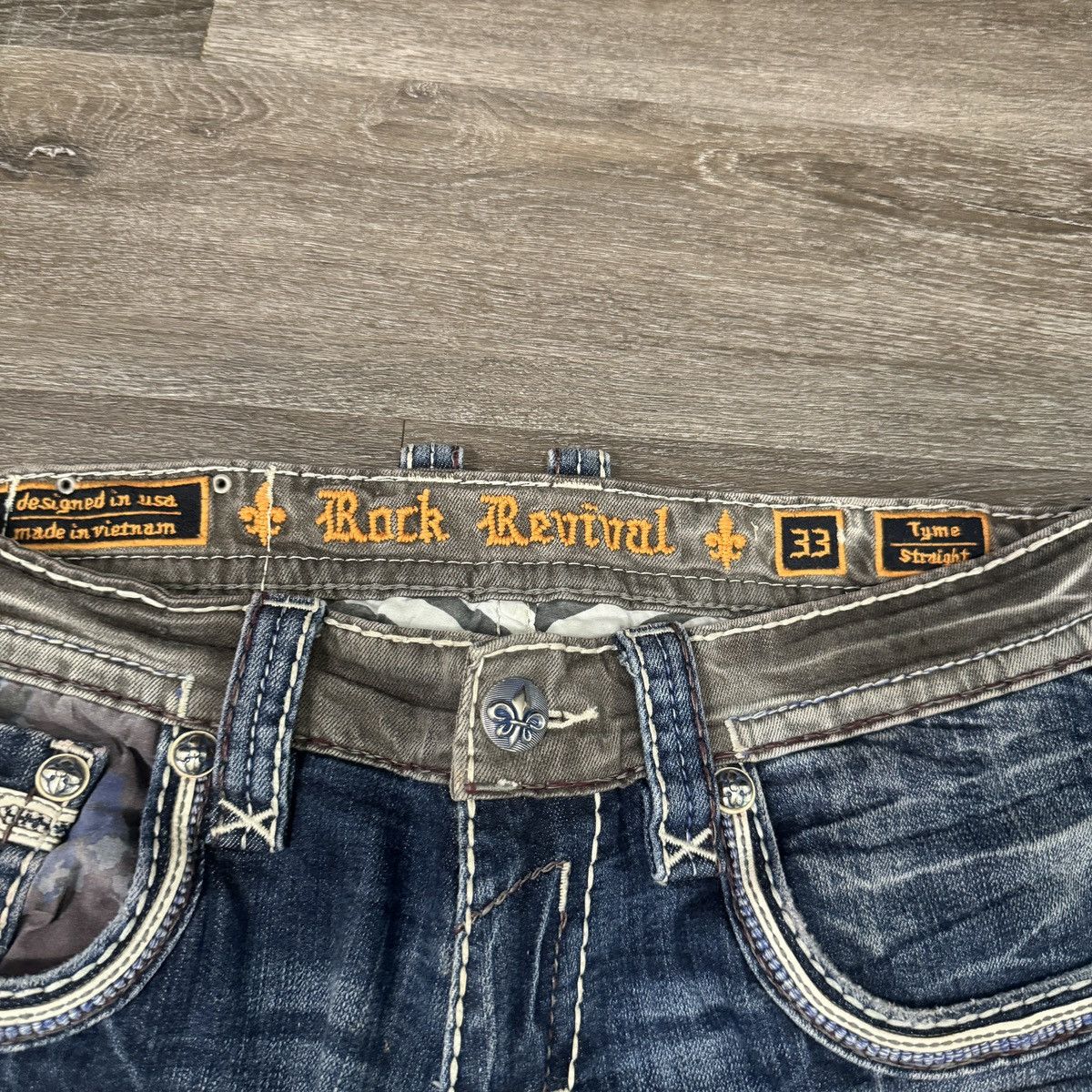 Affliction × Rock Revival × Vintage Crazy Vintage y2k Rock revival distressed embroidered jeans Size US 34 / EU 50 - 6 Thumbnail
