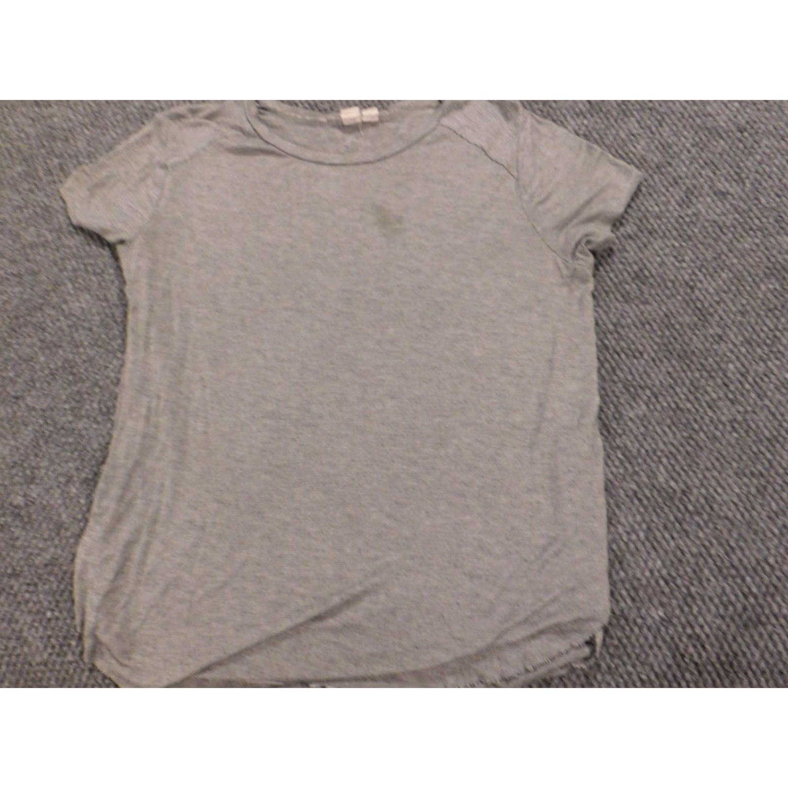 Market Melrose and Market Womens Shirt S Gray Striped Stretch Crew Neck Blouse Short Sleeve Casual Pullover Regular Fabric Rayon Buttons Designer 90s Size S / US 4 / IT 40 - 3 Thumbnail