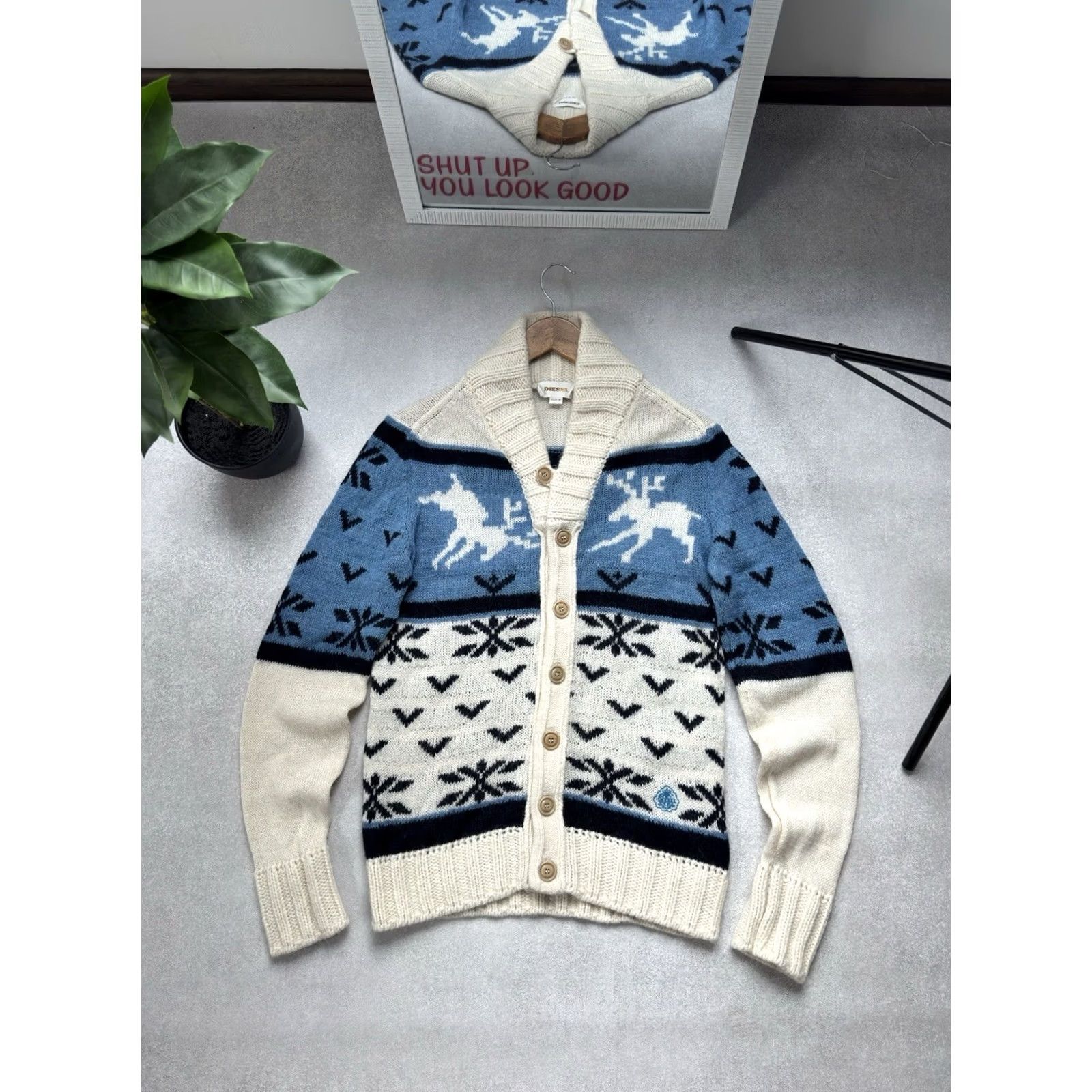 Diesel VINTAGE Diesel Cardigan Men Pattern With Deer Sweater Mohair Wool Size M Size US M / EU 48-50 / 2 - 2 Thumbnail