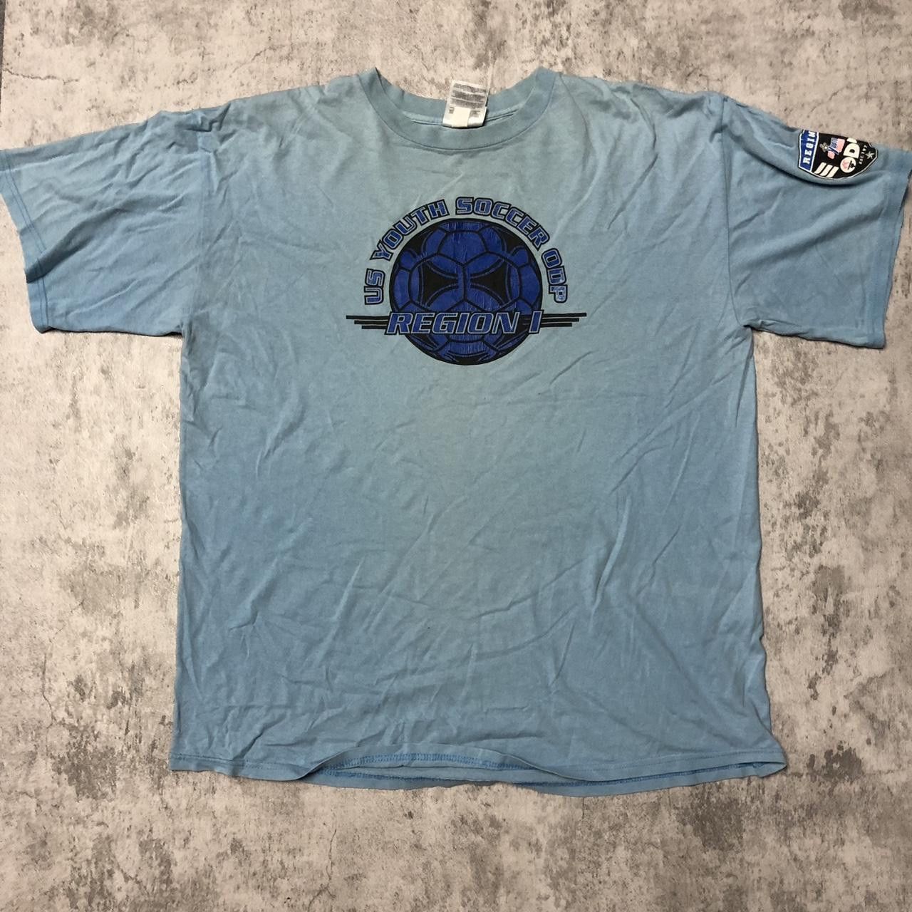 Adidas 2002 US Youth Soccer Region 1 blue cotton t-shirt soccer Size US L / EU 52-54 / 3 - 1 Thumbnail