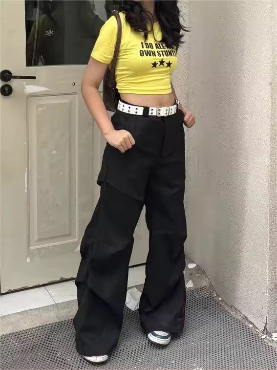 Jean × Vintage Y2k Pleated Black Suit Baggy Pants Size 27" / US 4 / IT 40 - 5 Thumbnail
