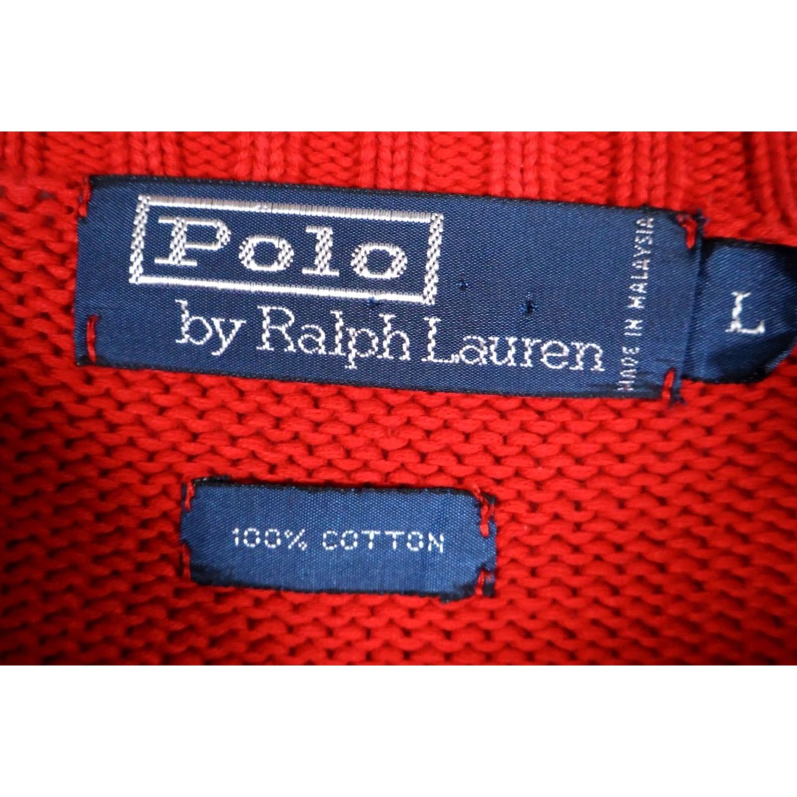 Polo Ralph Lauren VINTAGE Polo Ralph Lauren Sweater Shirt Mens Large Black Red Blue Stripe 100% Cotton Knit Size US L / EU 52-54 / 3 - 3 Thumbnail