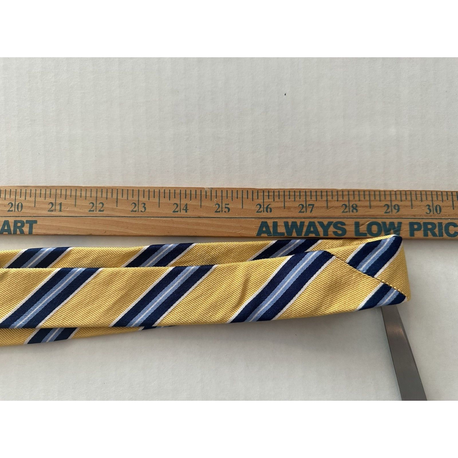 Chaps Chaps Ralph Lauren Tie 100% Silk Yellow/Blue Striped Preppy Size ONE SIZE - 10 Thumbnail