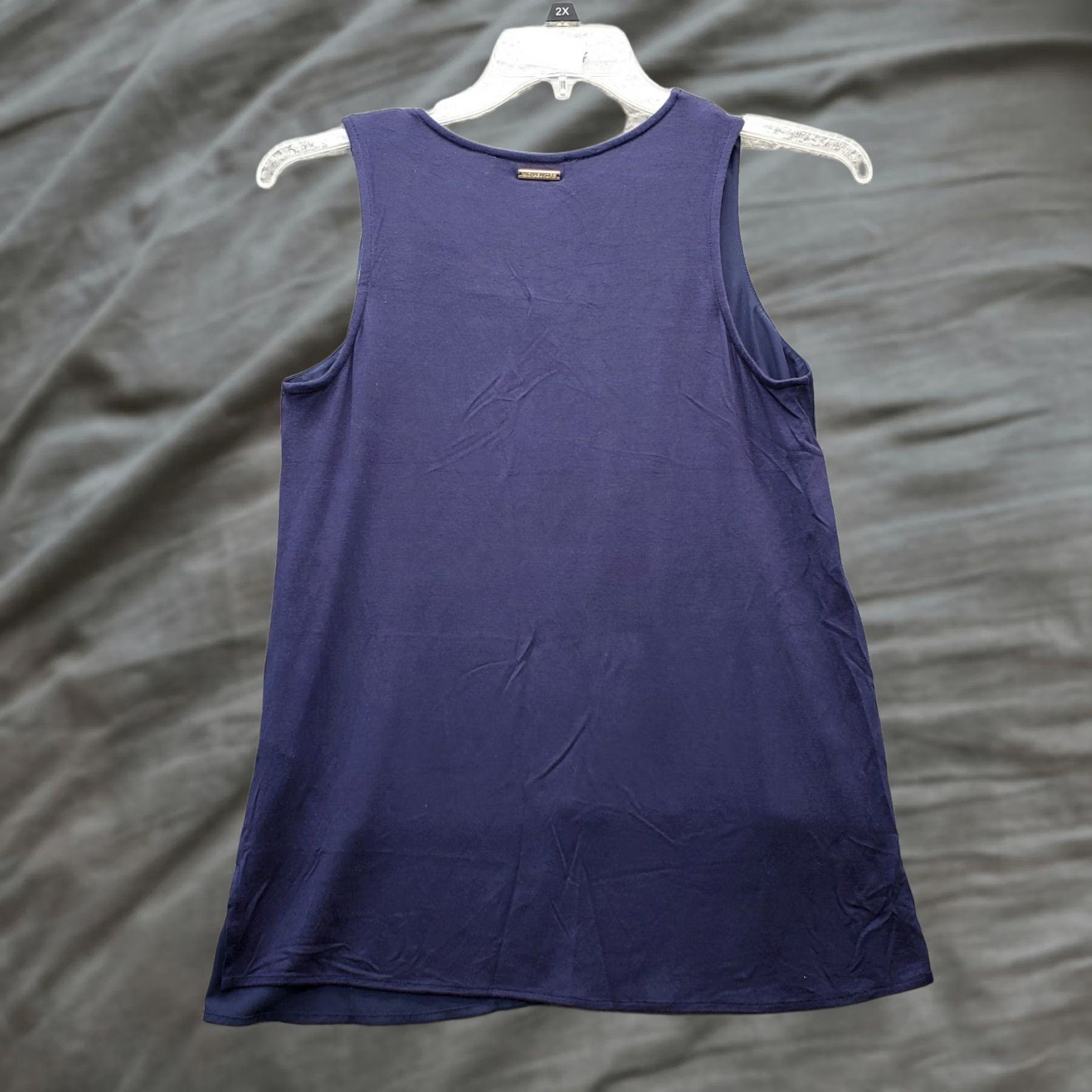 Michael Kors Michael Kors Blouse Womens S Navy Stretch Sleeveless Deep V Neck Long 26.5 Length Capsule Tunic Shirt Size S / US 4 / IT 40 - 1 Thumbnail