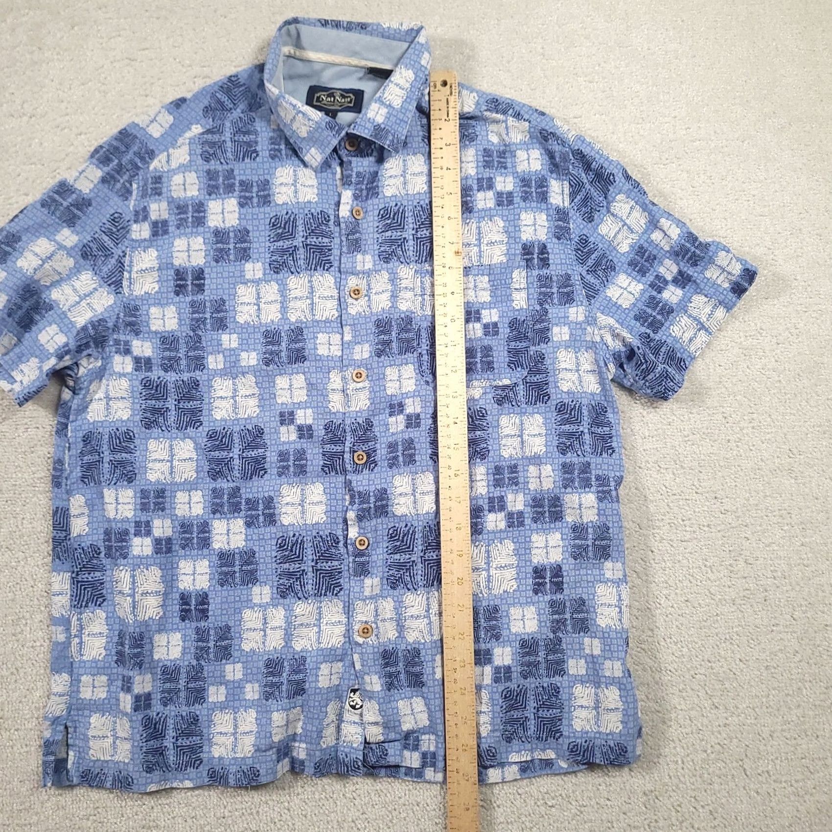 Nat Nast Nat Nast Silk Camp Shirt Mens L Blue Geometric Hawaiian Size US L / EU 52-54 / 3 - 5 Thumbnail