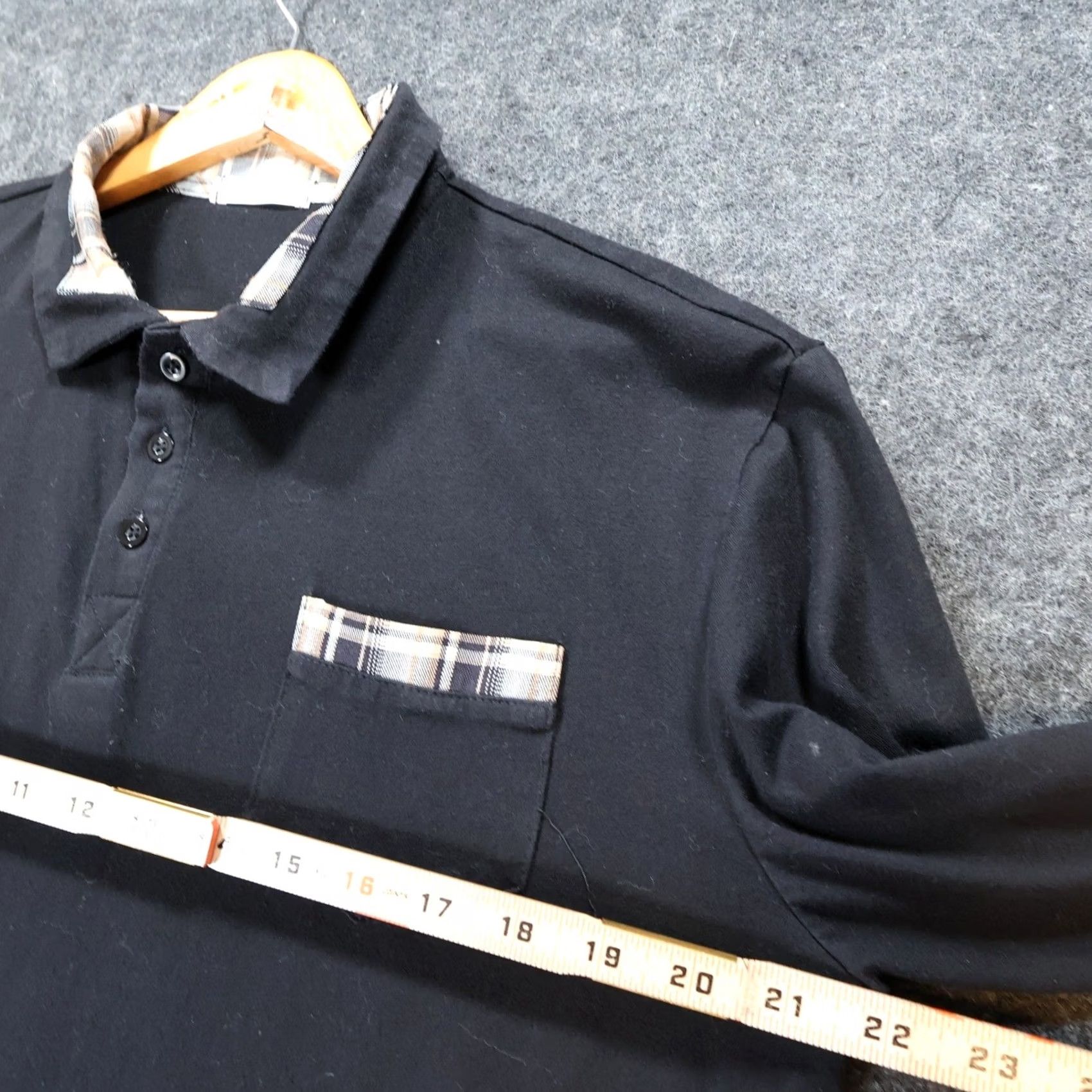 Vintage COOFANDY Polo Shirt Mens Medium Black Long Sleeve Plaid Trim Pocket Uniform Casual Shirt Size US M / EU 48-50 / 2 - 3 Thumbnail