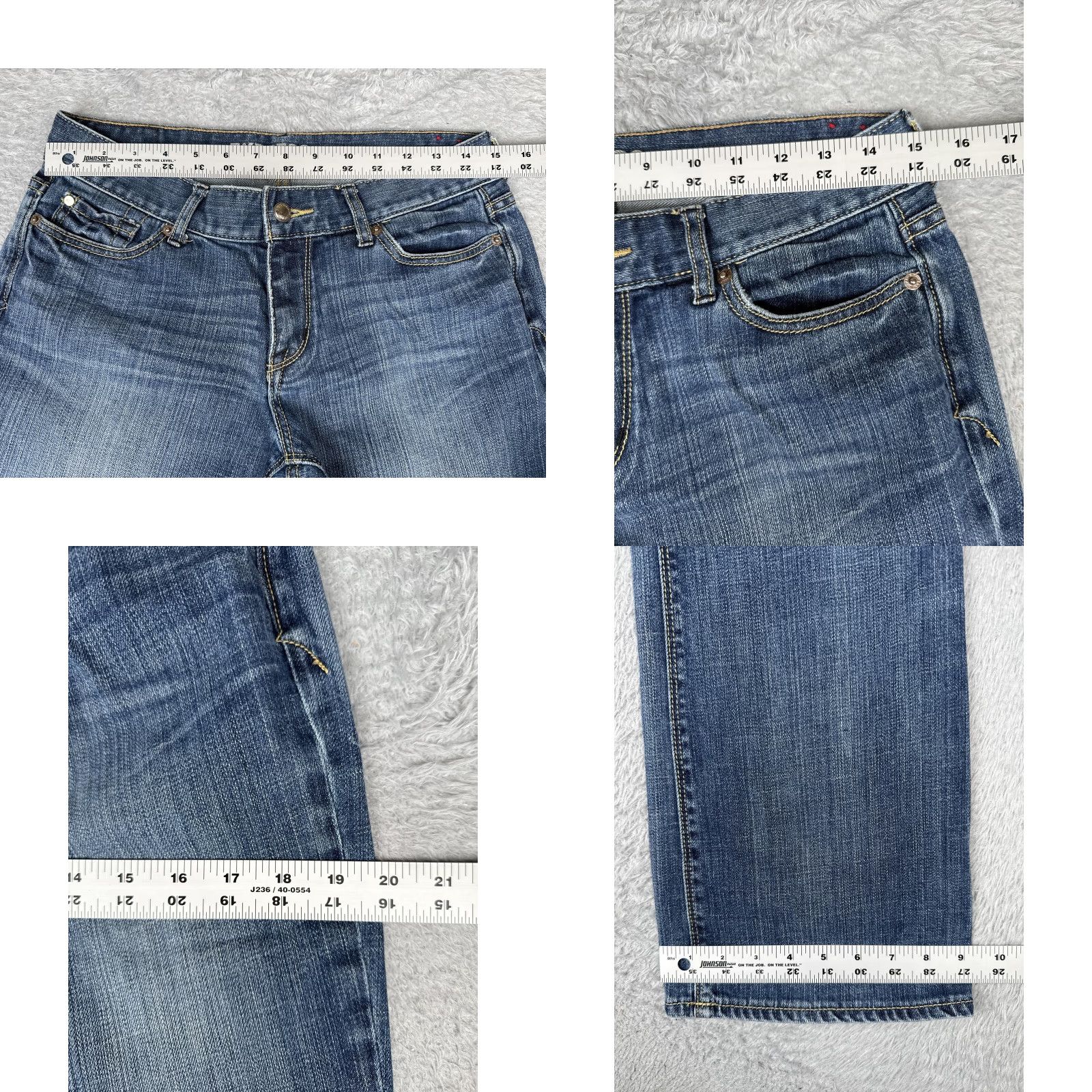 Express Express Eva Boot Cut Jeans Womens 8 Blue Low Rise Stretch Medium Denim 29x31 City Embroidered 5-Pocket Design Size 30" / US 8 / IT 44 - 9 Thumbnail