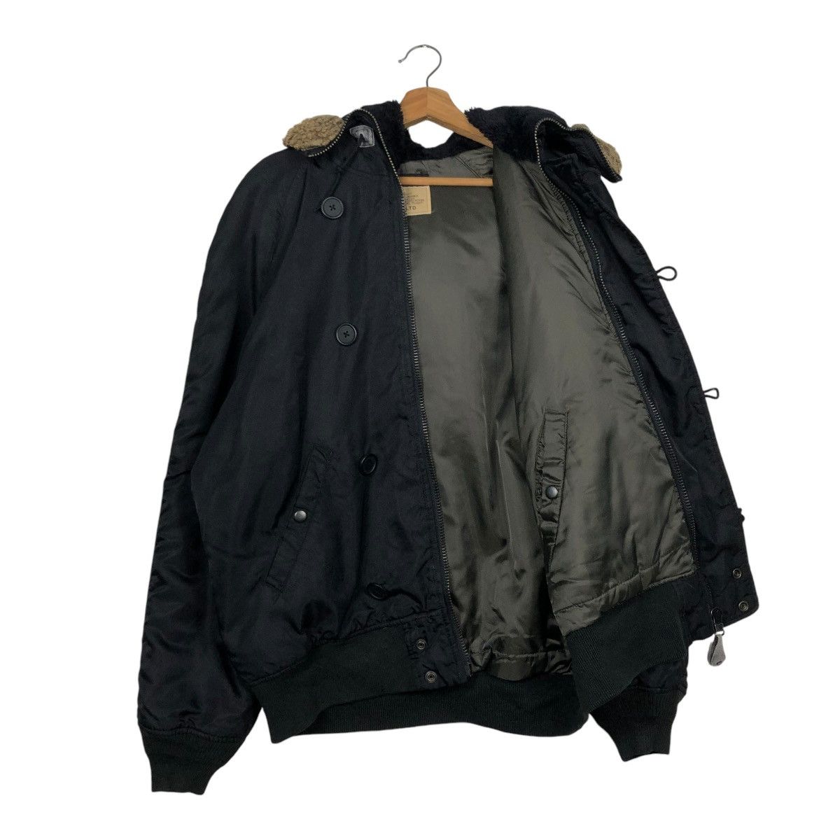 Avirex 🔥VINTAGE BOMBER JACKET AVIREX USA BIG LOGO MINK FUR HOODIE Size US L / EU 52-54 / 3 - 14 Thumbnail