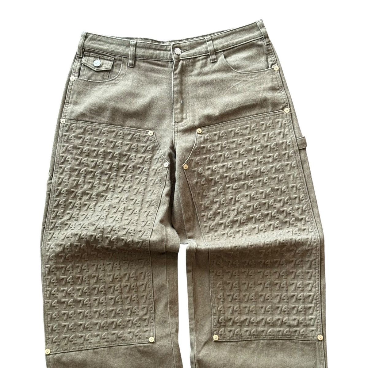 74 Is War 74 Is War Green Olive Carpenter Denim Pants Size US 34 / EU 50 - 2 Thumbnail