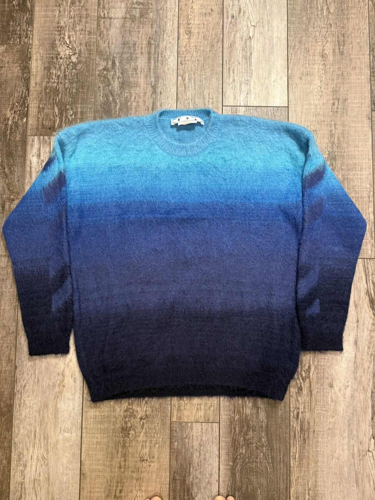 Off-White OFF-WHITE Dégradé Brushed Mohair-Blend Sweater - Blue Large Size US L / EU 52-54 / 3 - 1 Thumbnail