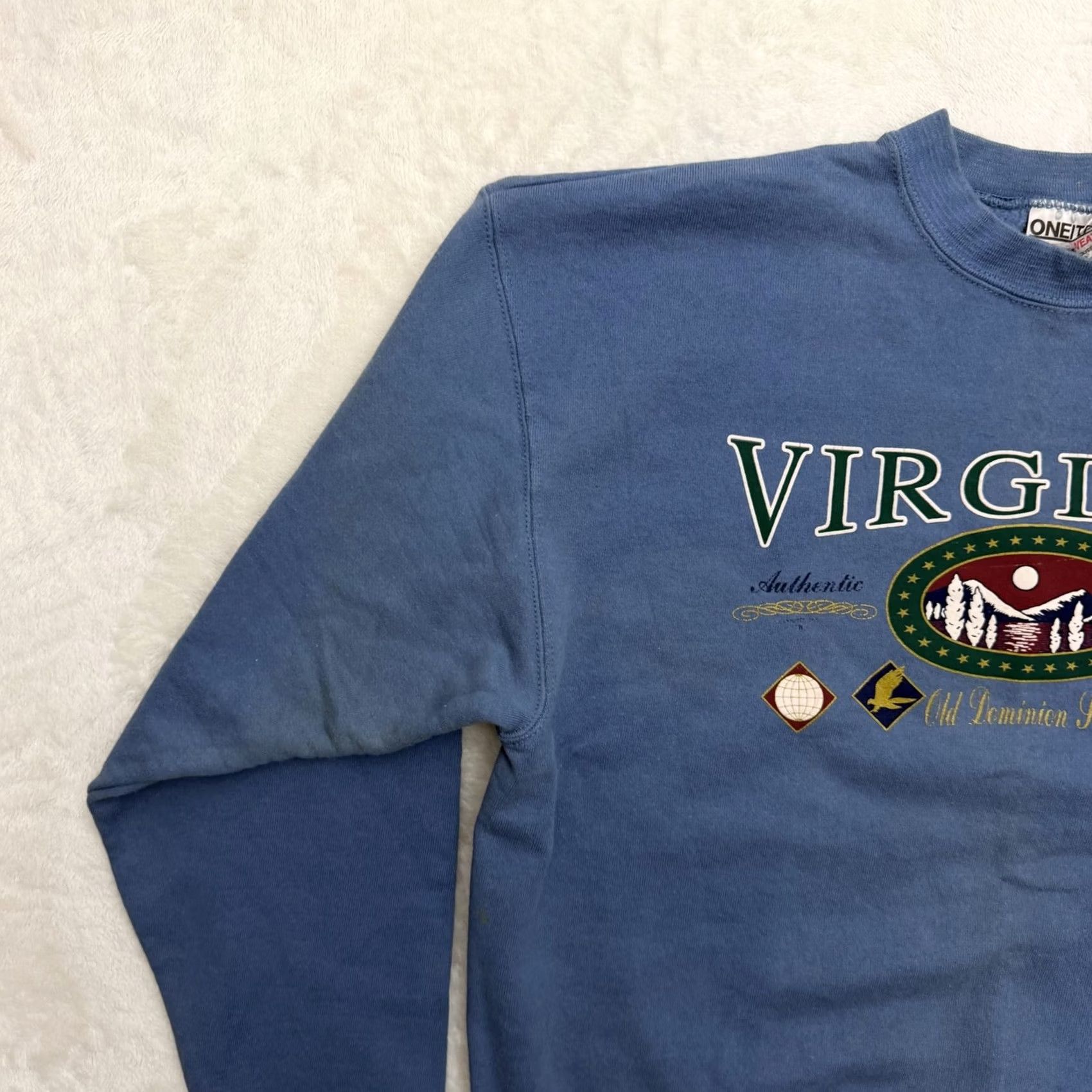 Vintage VINTAGE Oneita Virginia Sweatshirt Mens XL Blue Graphic Print USA Fleece Crew Neck Pullover Cotton Polyester Size US XL / EU 56 / 4 - 5 Thumbnail