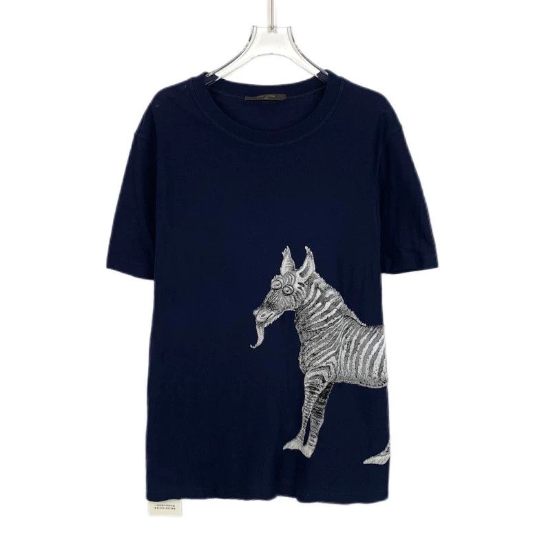 Louis Vuitton Louis Vuitton Navy zebra print cotton crewneck short-sleev Size US M / EU 48-50 / 2 - 1 Thumbnail