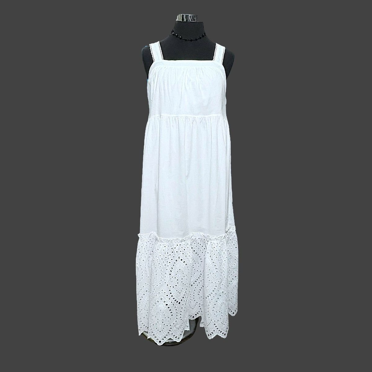 Other Ella by Rafaella Women’s White Tiered Midi Dress Sz Large Size L / US 10 / IT 46 - 4 Thumbnail