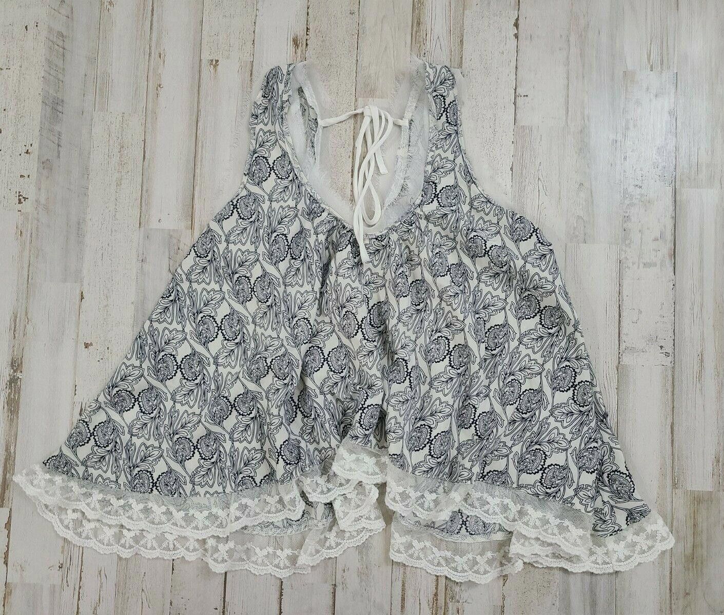 Designer Altar'd state Tank Top XS Black White Fringe Flowy festival Size XS / US 0-2 / IT 36-38 - 1 Thumbnail
